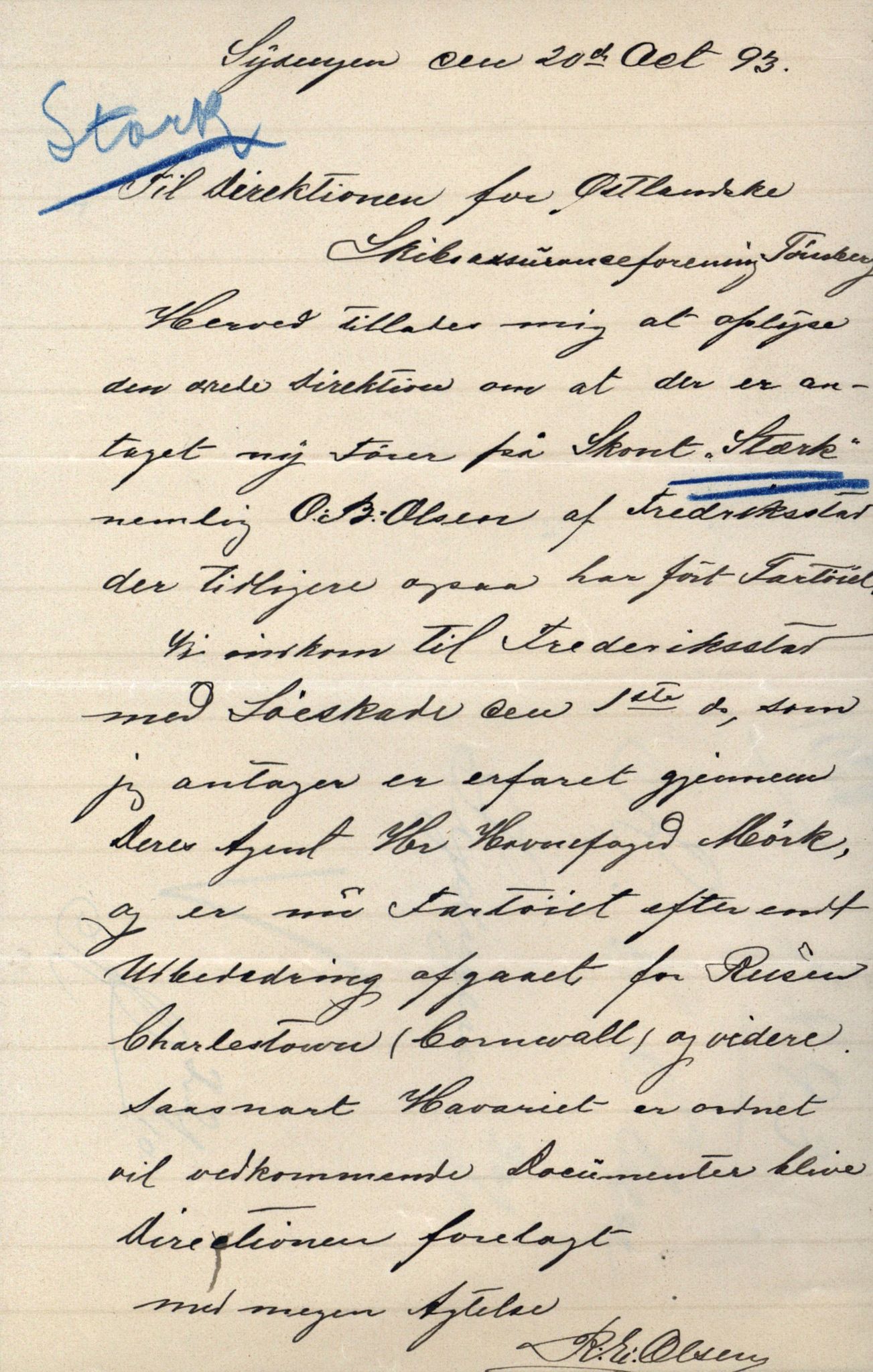 Pa 63 - Østlandske skibsassuranceforening, VEMU/A-1079/G/Ga/L0030/0006: Havaridokumenter / Sylvia, Stærk, Cathrine, Caroline, Glengairn, 1893, p. 27