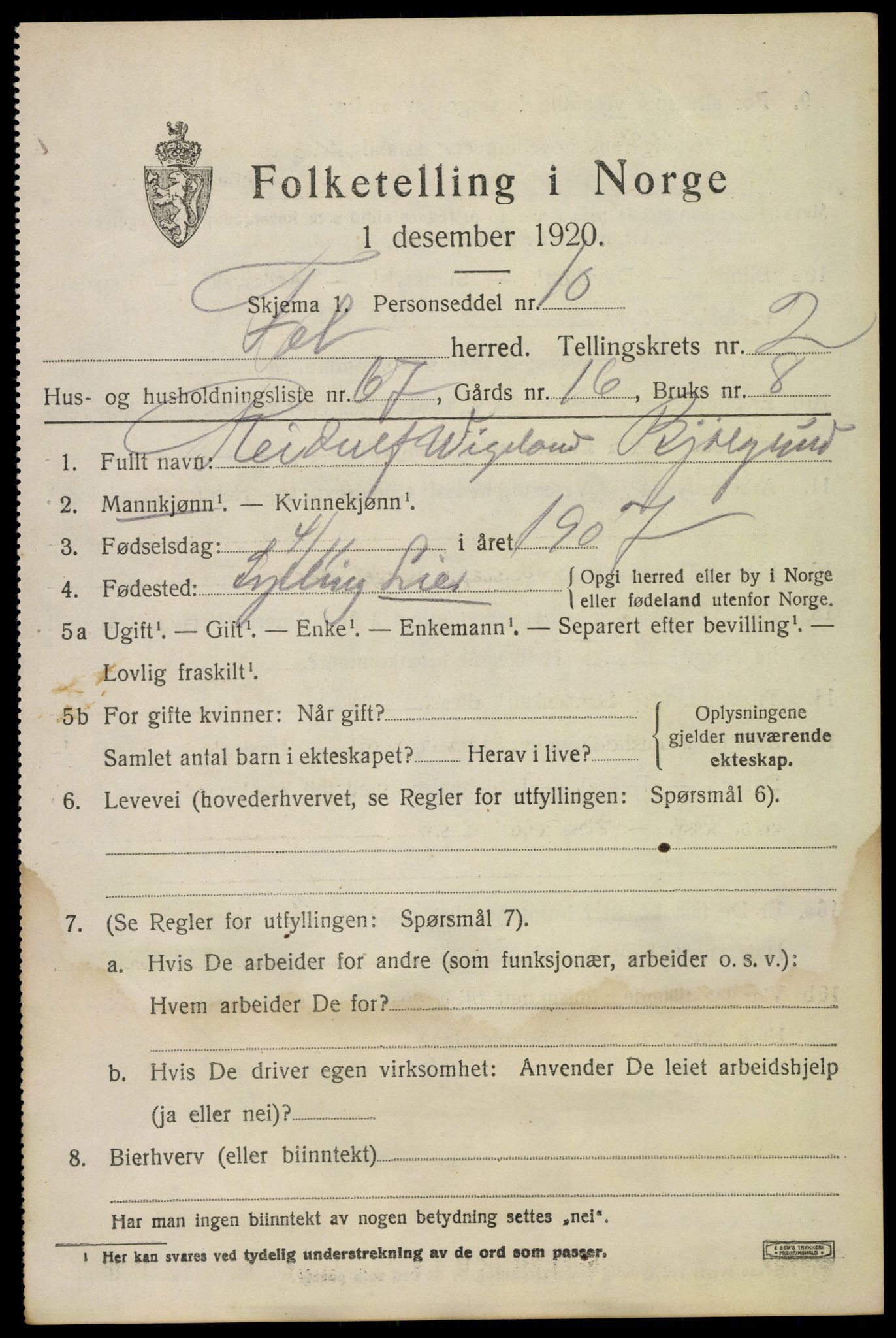 SAO, 1920 census for Fet, 1920, p. 3768