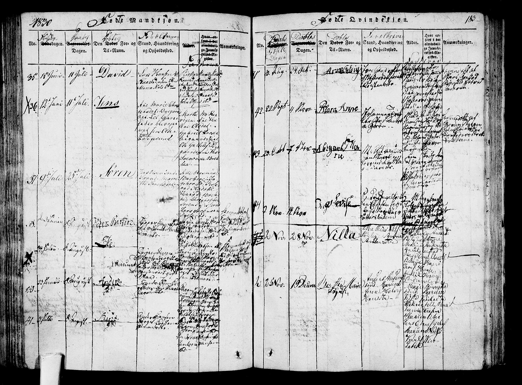 Sandar kirkebøker, SAKO/A-243/F/Fa/L0004: Parish register (official) no. 4, 1814-1832, p. 183