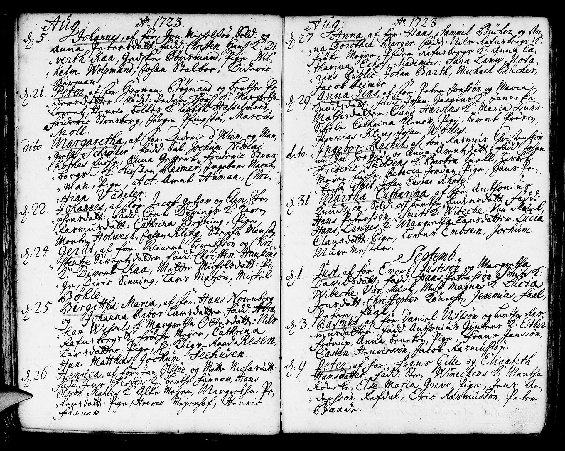 Korskirken sokneprestembete, AV/SAB-A-76101/H/Haa/L0004: Parish register (official) no. A 4, 1720-1750, p. 36