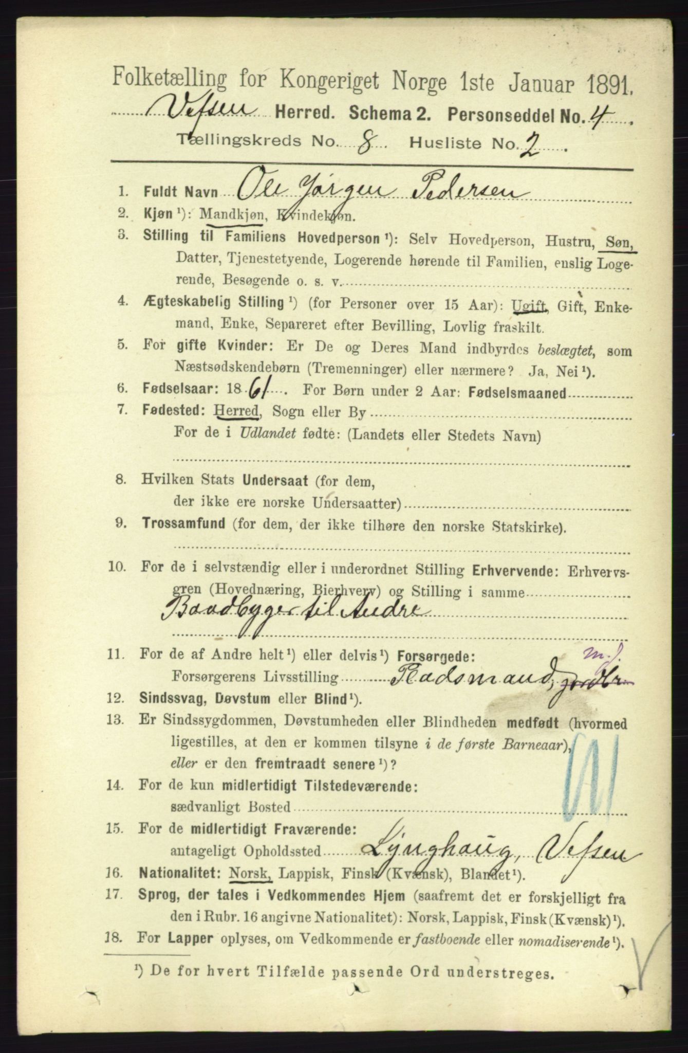 RA, 1891 census for 1824 Vefsn, 1891, p. 4248