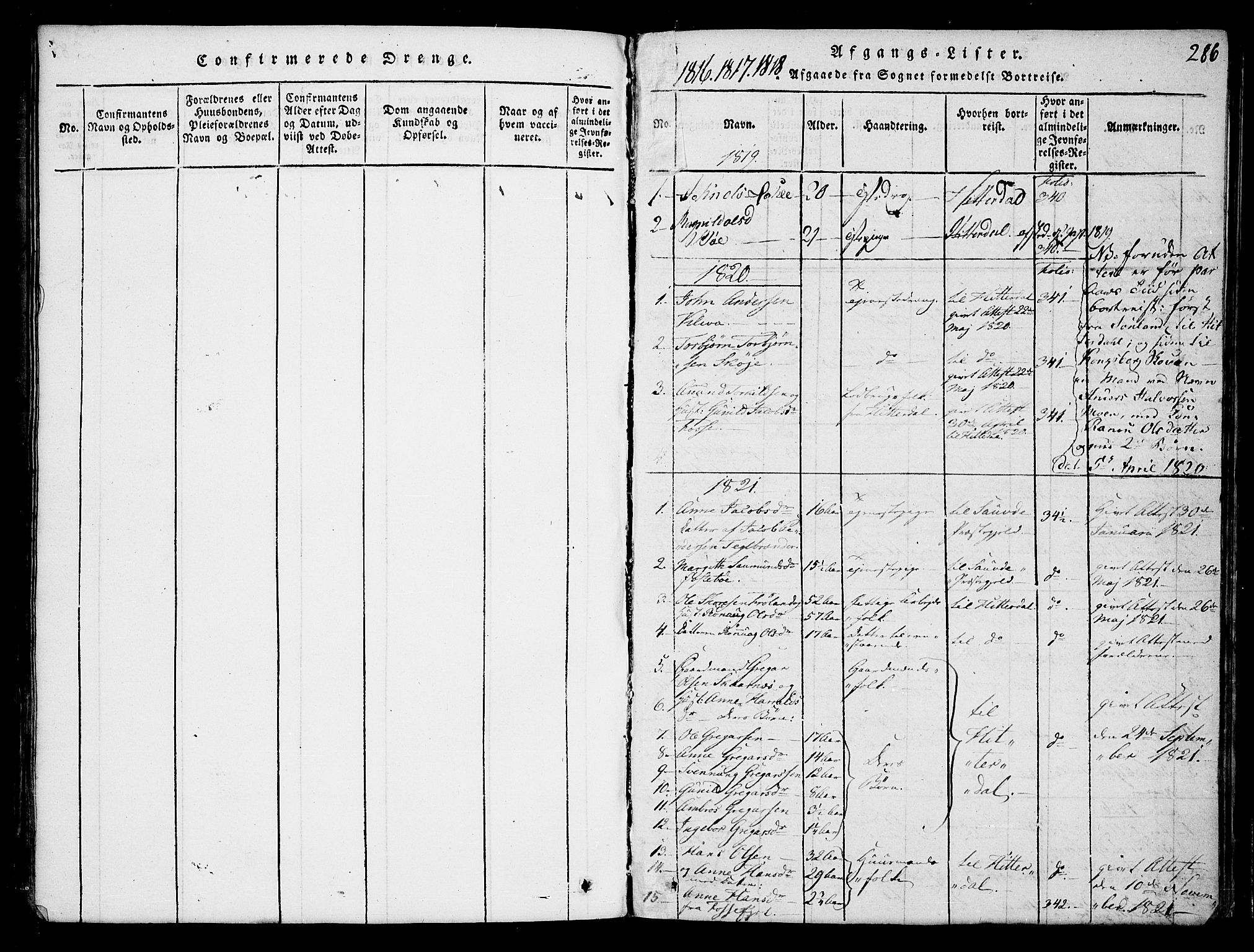 Hjartdal kirkebøker, SAKO/A-270/F/Fb/L0001: Parish register (official) no. II 1, 1815-1843, p. 286