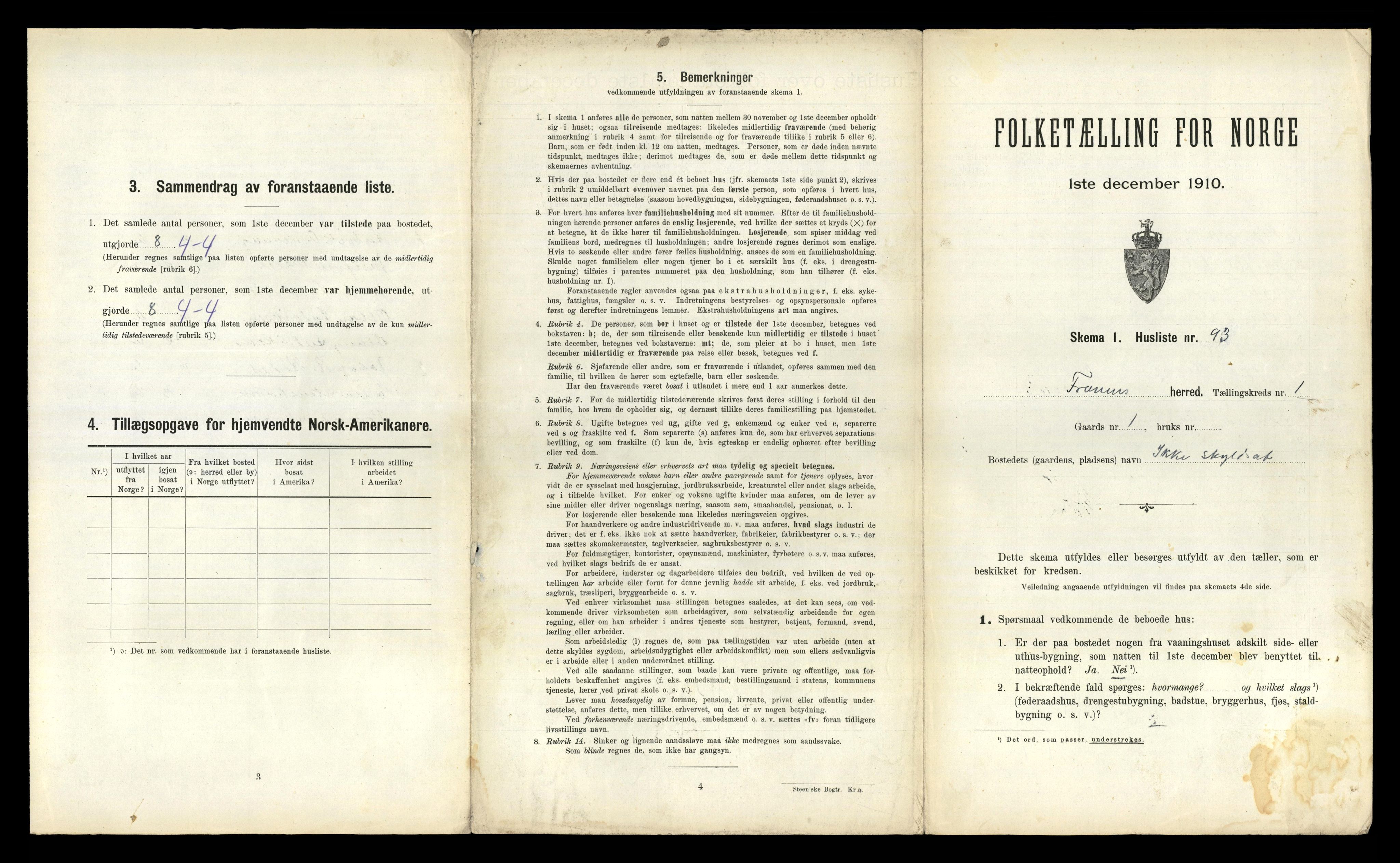 RA, 1910 census for Fræna, 1910, p. 222