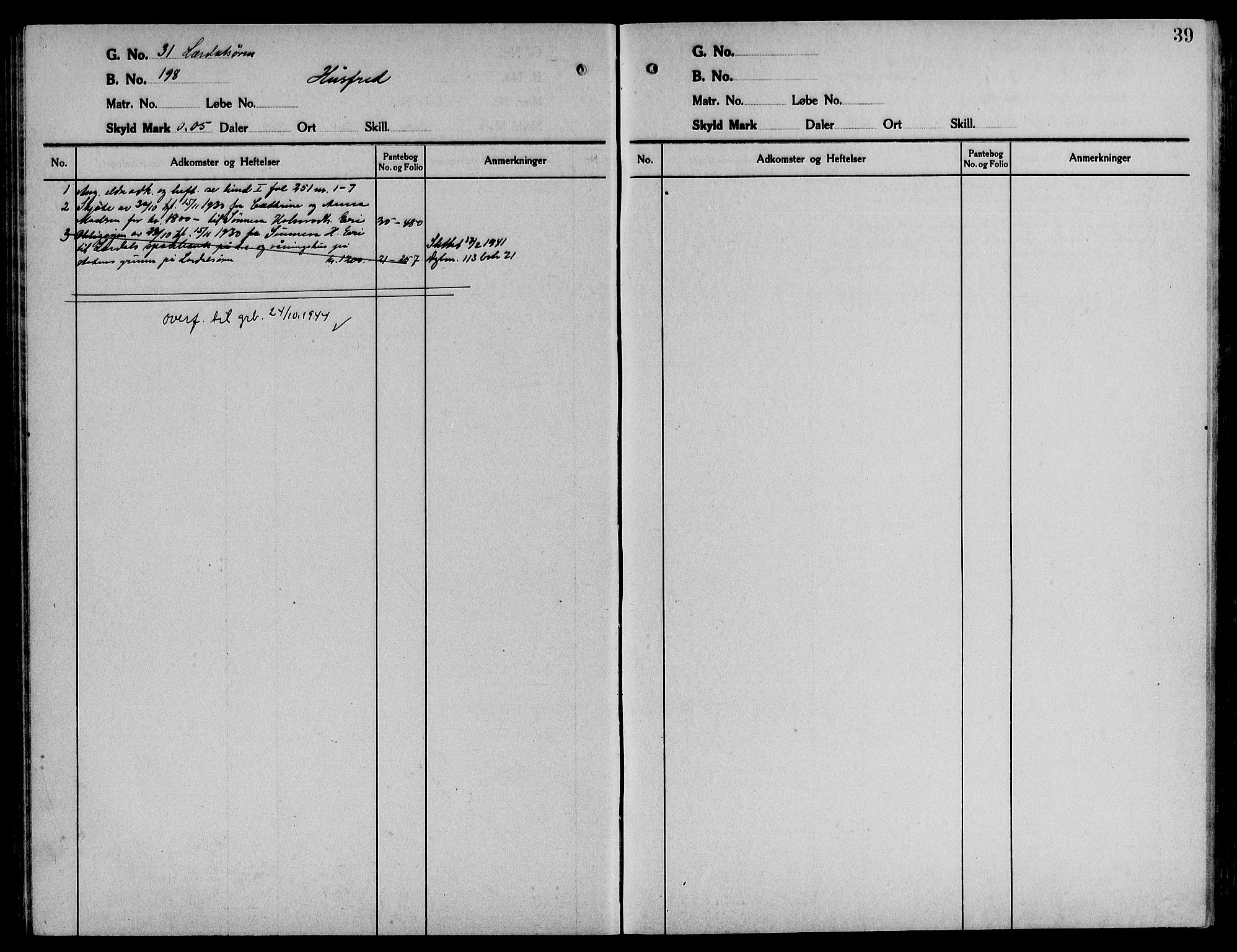 Indre Sogn tingrett, SAB/A-3301/1/G/Ga/Gaa/L0017: Mortgage register no. II.A.a.17, 1829-1944, p. 39