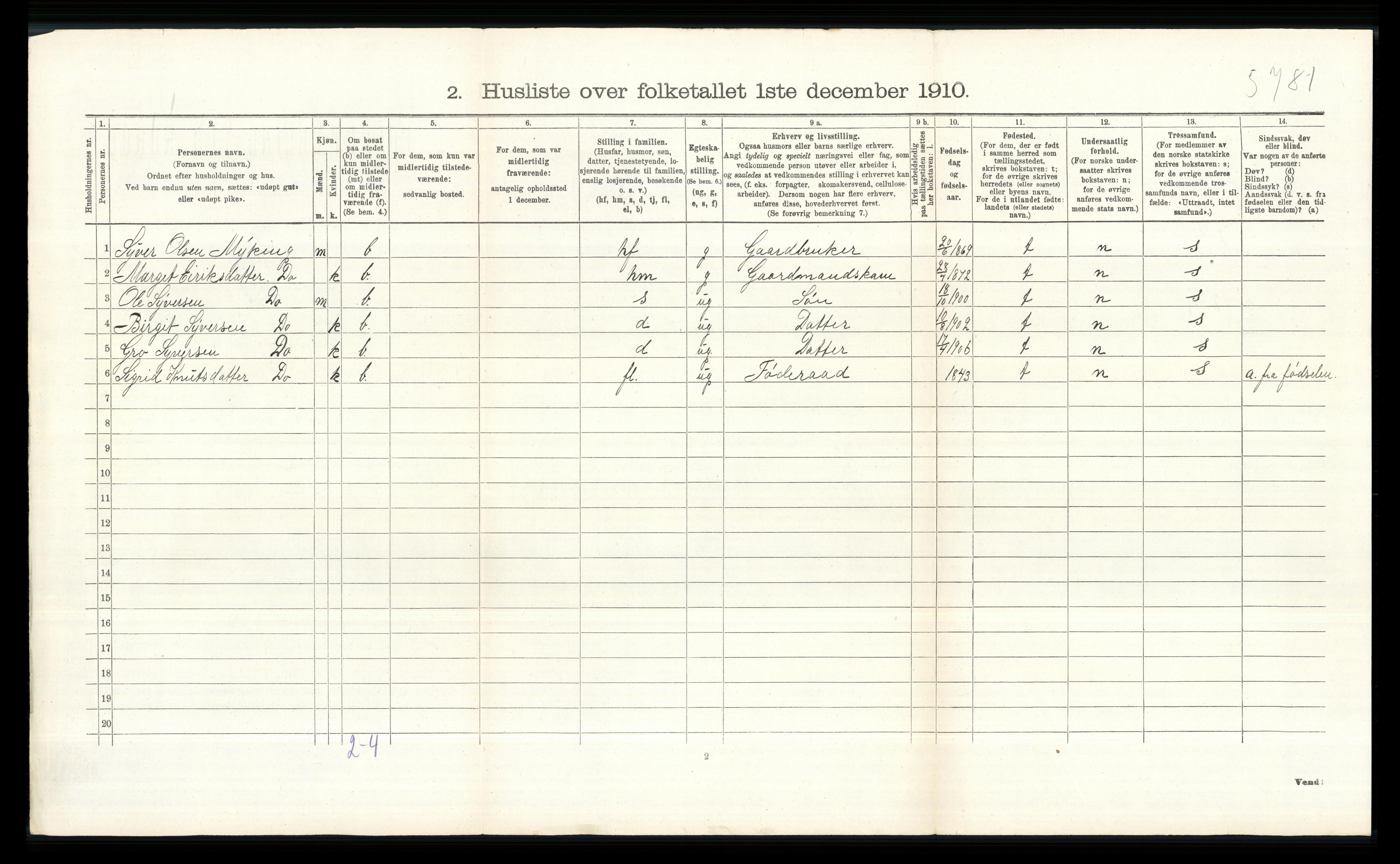 RA, 1910 census for Ål, 1910, p. 894