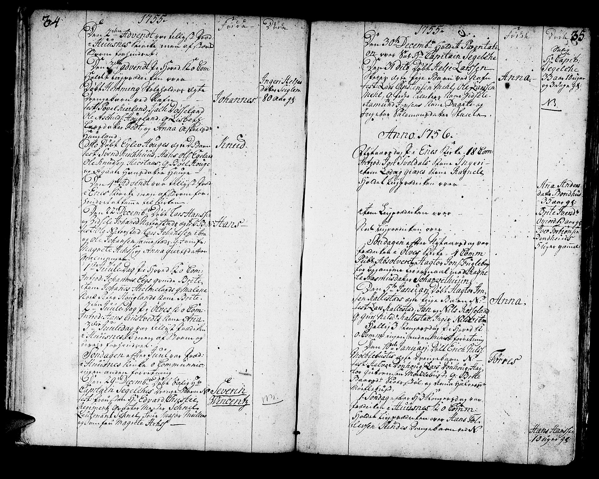 Kvinnherad sokneprestembete, SAB/A-76401/H/Haa: Parish register (official) no. A 3, 1754-1777, p. 34-35