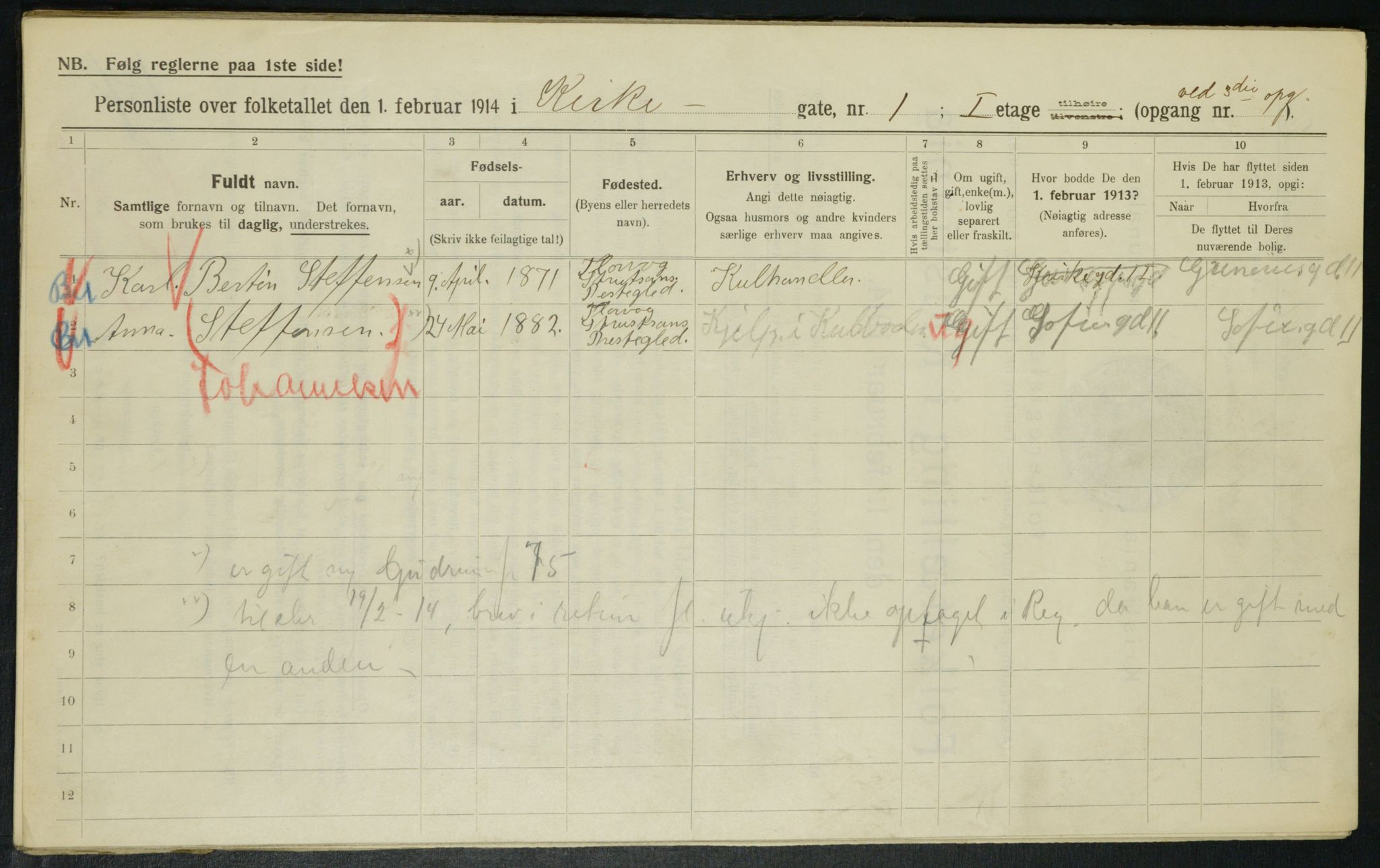 OBA, Municipal Census 1914 for Kristiania, 1914, p. 49691