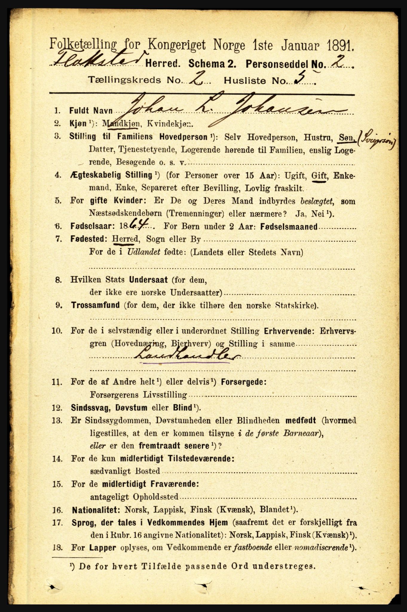 RA, 1891 census for 1859 Flakstad, 1891, p. 634