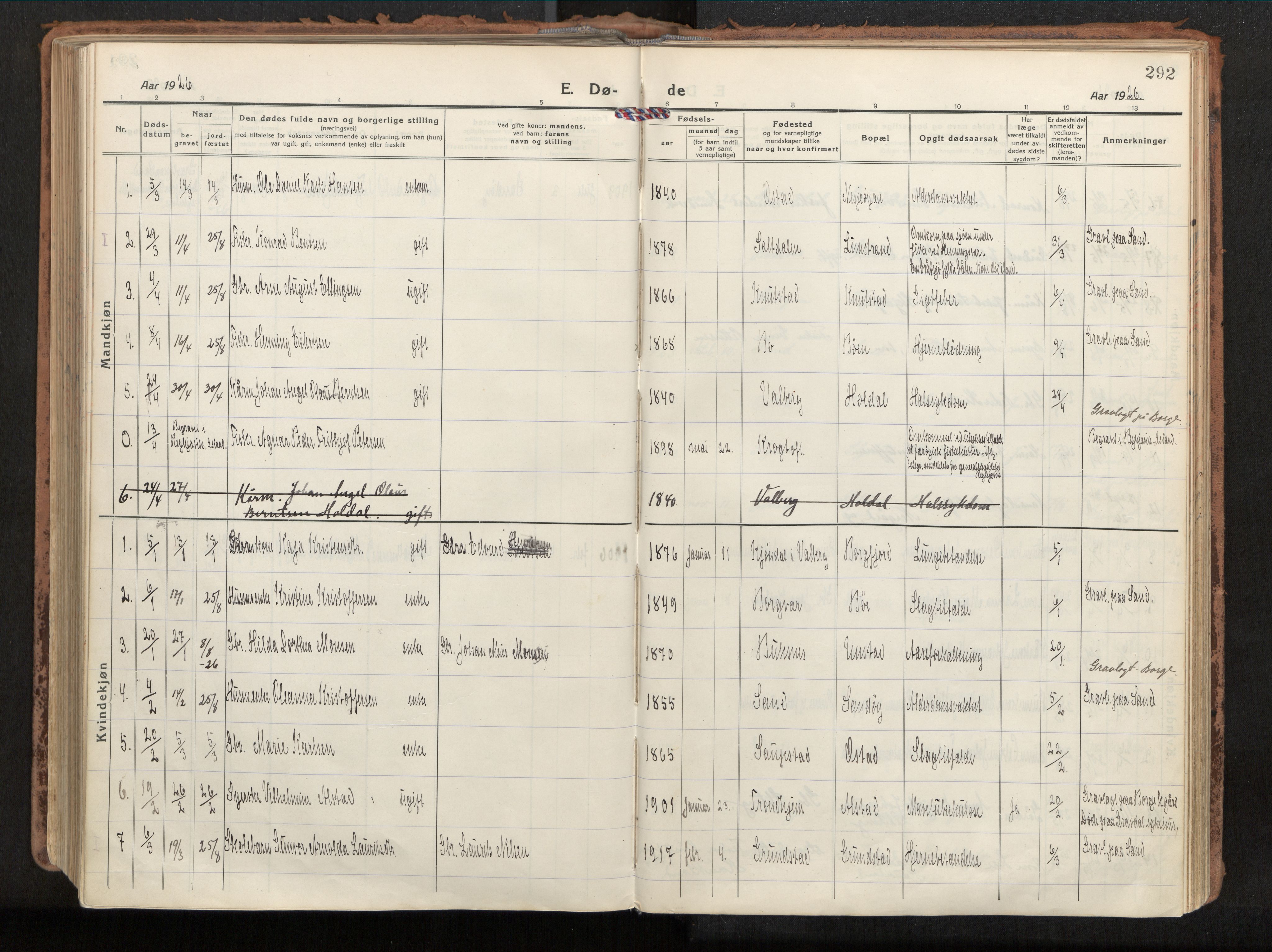 Ministerialprotokoller, klokkerbøker og fødselsregistre - Nordland, SAT/A-1459/880/L1136: Parish register (official) no. 880A10, 1919-1927, p. 292