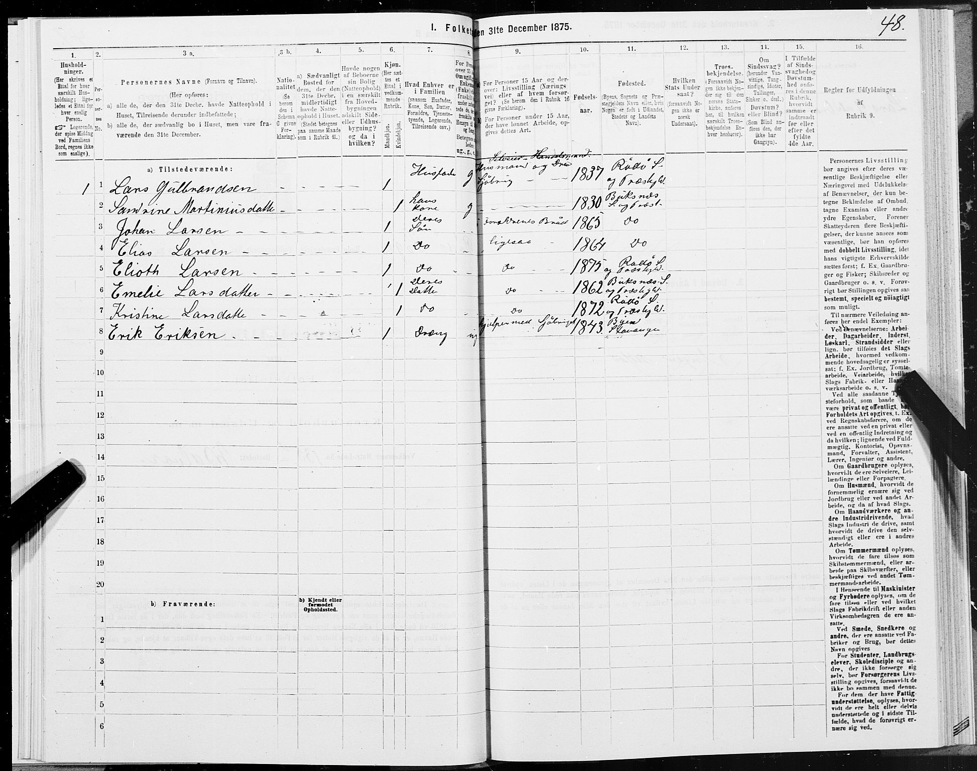 SAT, 1875 census for 1836P Rødøy, 1875, p. 1048