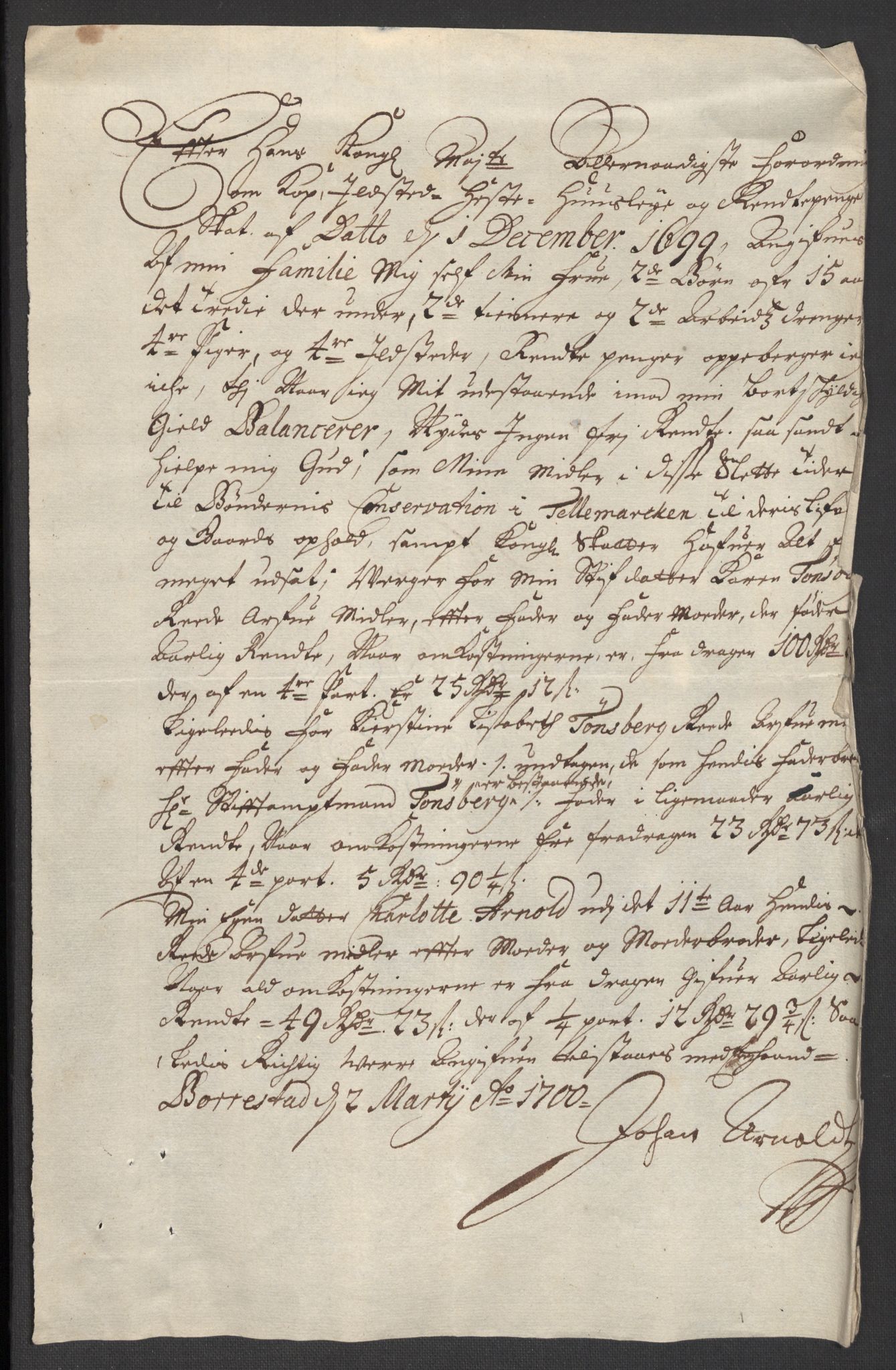 Rentekammeret inntil 1814, Reviderte regnskaper, Fogderegnskap, AV/RA-EA-4092/R36/L2104: Fogderegnskap Øvre og Nedre Telemark og Bamble, 1700, p. 391