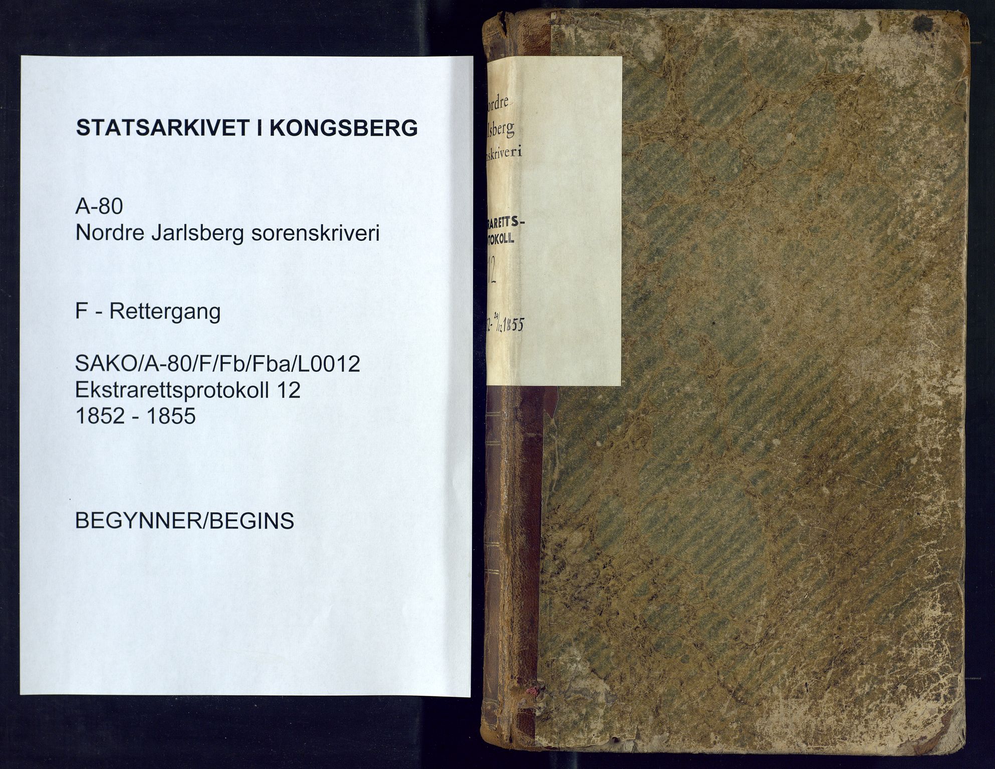 Nordre Jarlsberg sorenskriveri, SAKO/A-80/F/Fb/Fba/L0012: Ekstrarettsprotokoll, 1852-1855