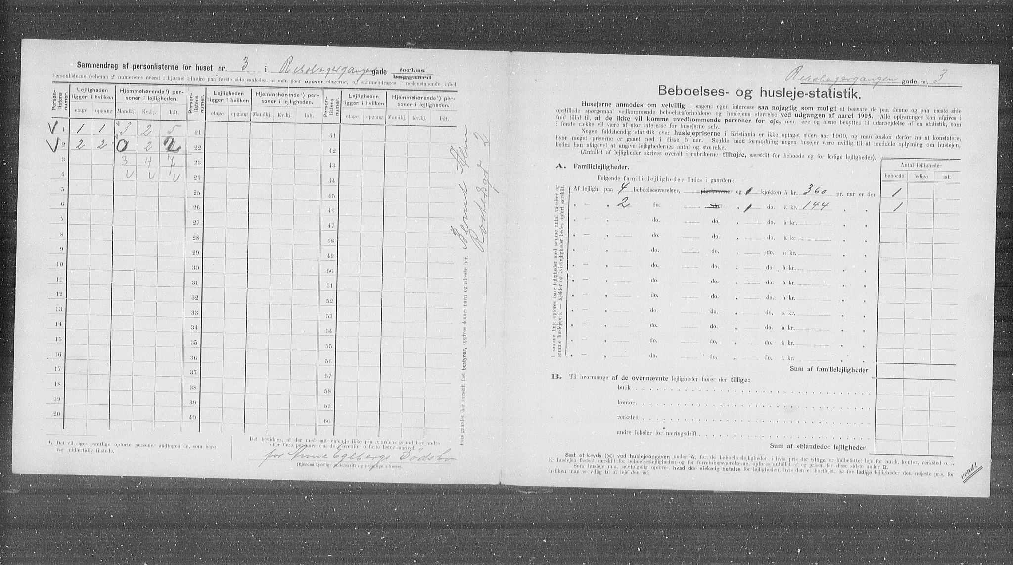 OBA, Municipal Census 1905 for Kristiania, 1905, p. 43325