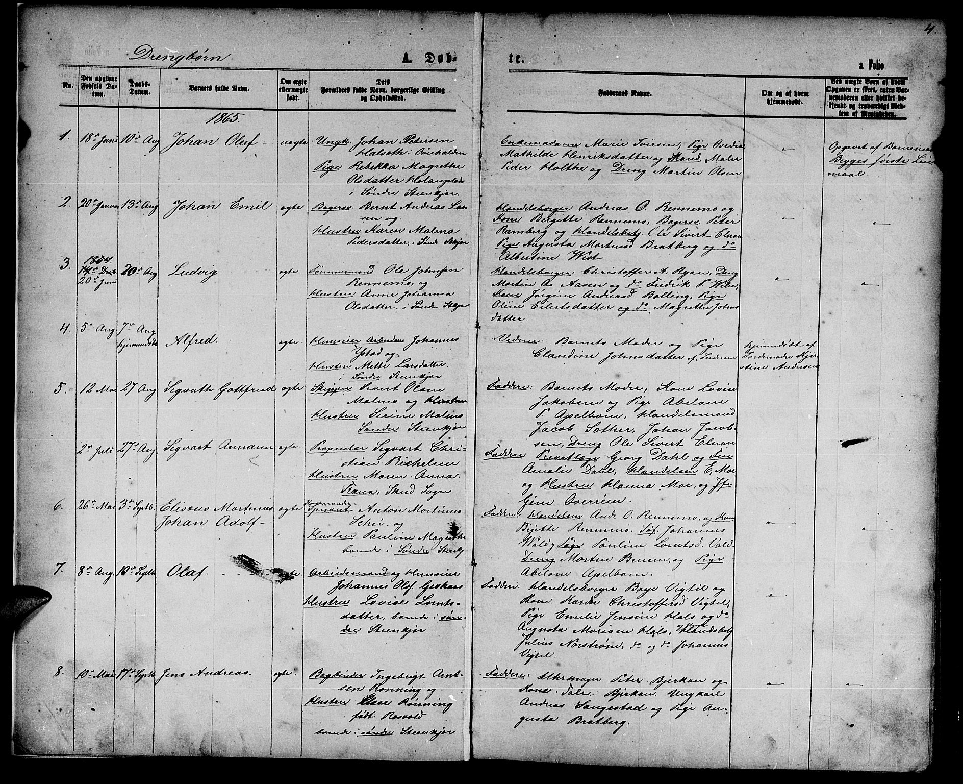Ministerialprotokoller, klokkerbøker og fødselsregistre - Nord-Trøndelag, SAT/A-1458/739/L0373: Parish register (copy) no. 739C01, 1865-1882, p. 4