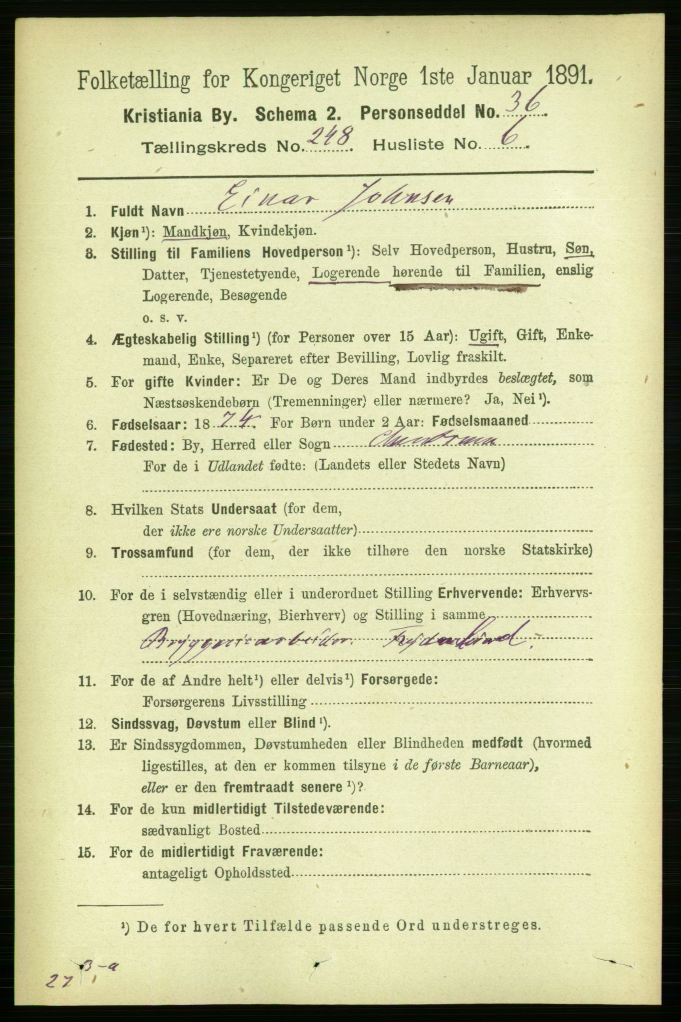 RA, 1891 census for 0301 Kristiania, 1891, p. 151259