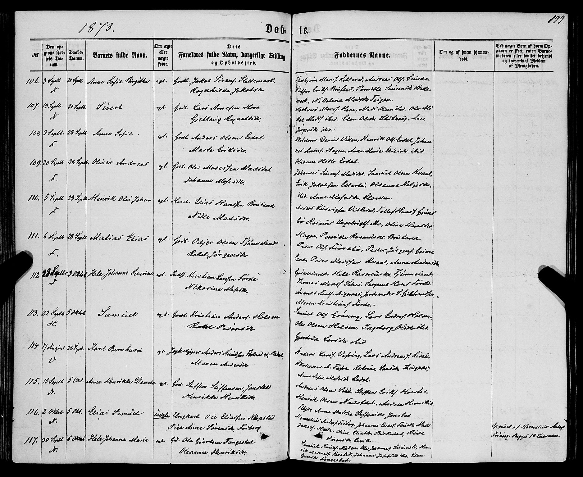 Førde sokneprestembete, AV/SAB-A-79901/H/Haa/Haaa/L0009: Parish register (official) no. A 9, 1861-1877, p. 199