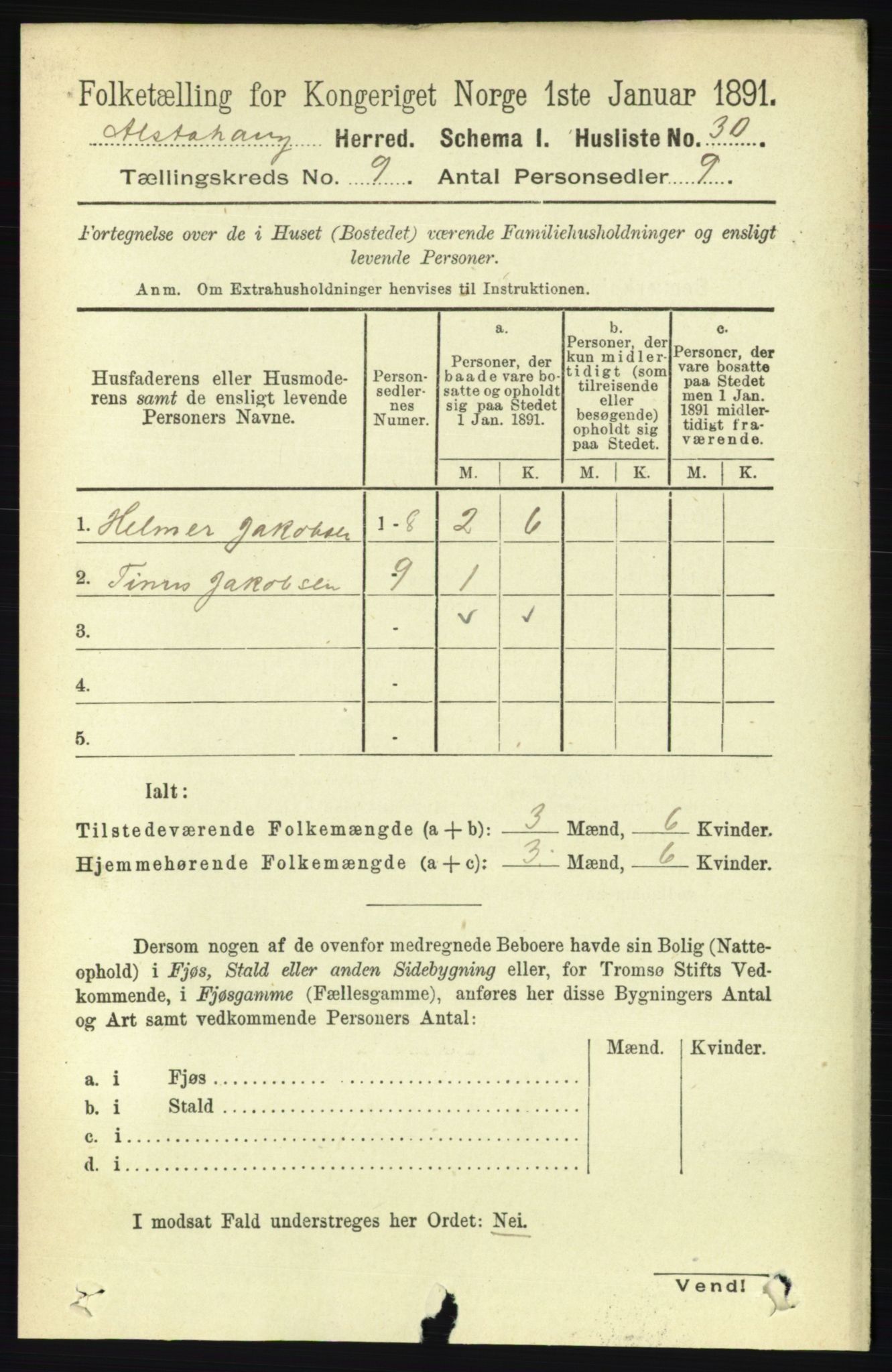 RA, 1891 census for 1820 Alstahaug, 1891, p. 3234
