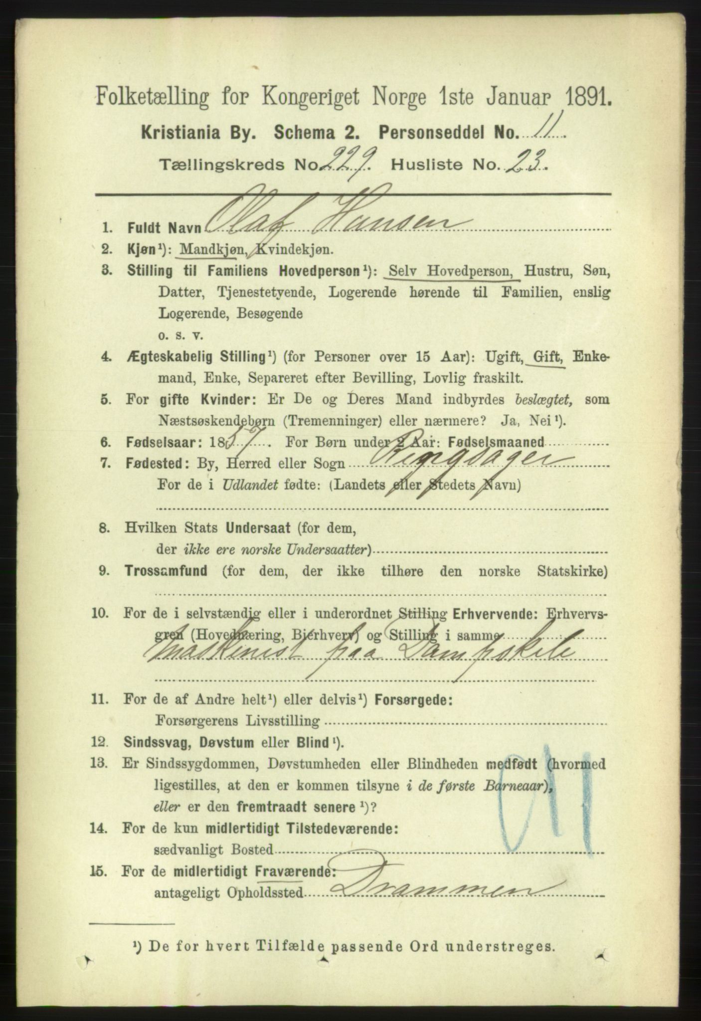 RA, 1891 census for 0301 Kristiania, 1891, p. 141006