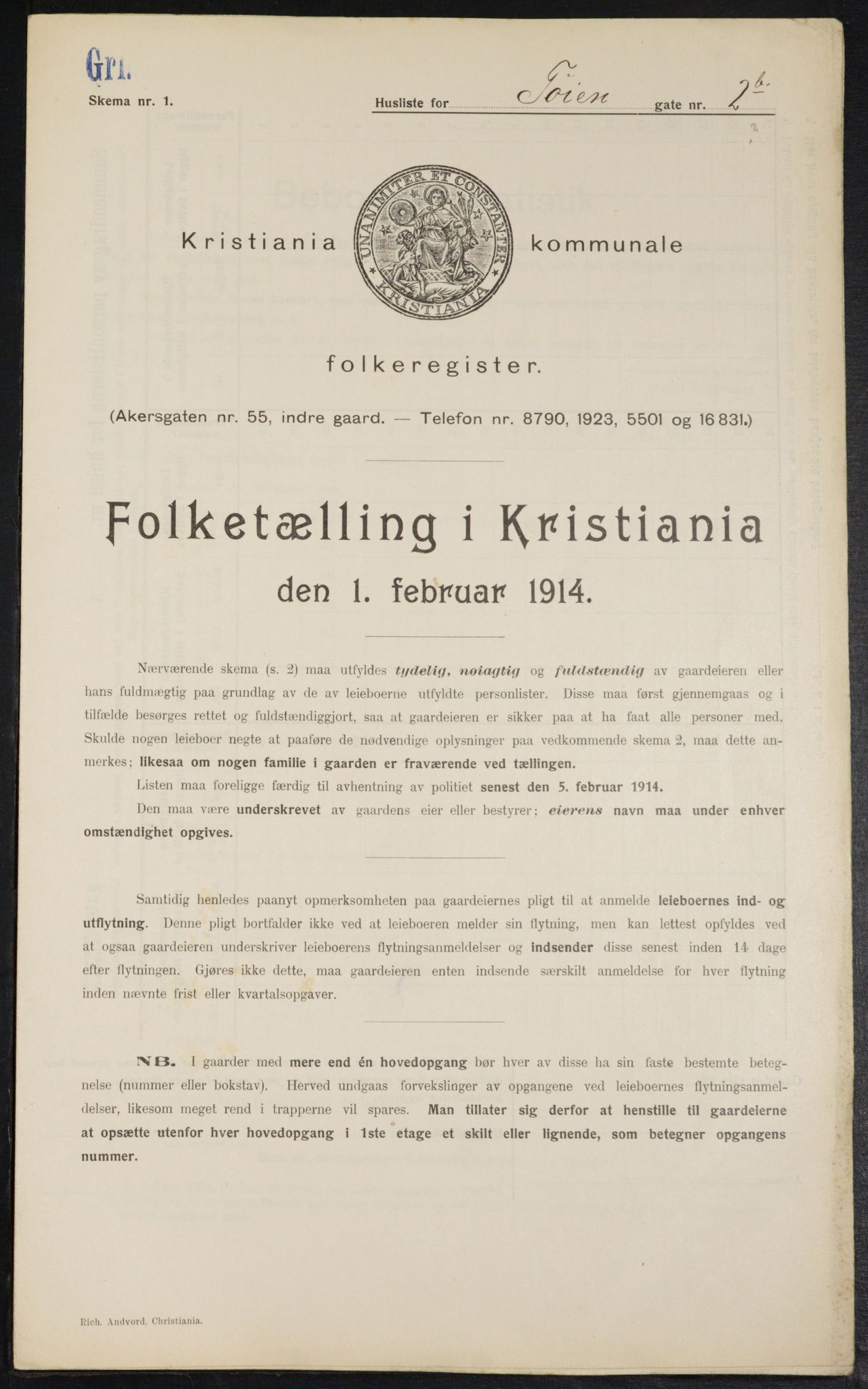 OBA, Municipal Census 1914 for Kristiania, 1914, p. 118300