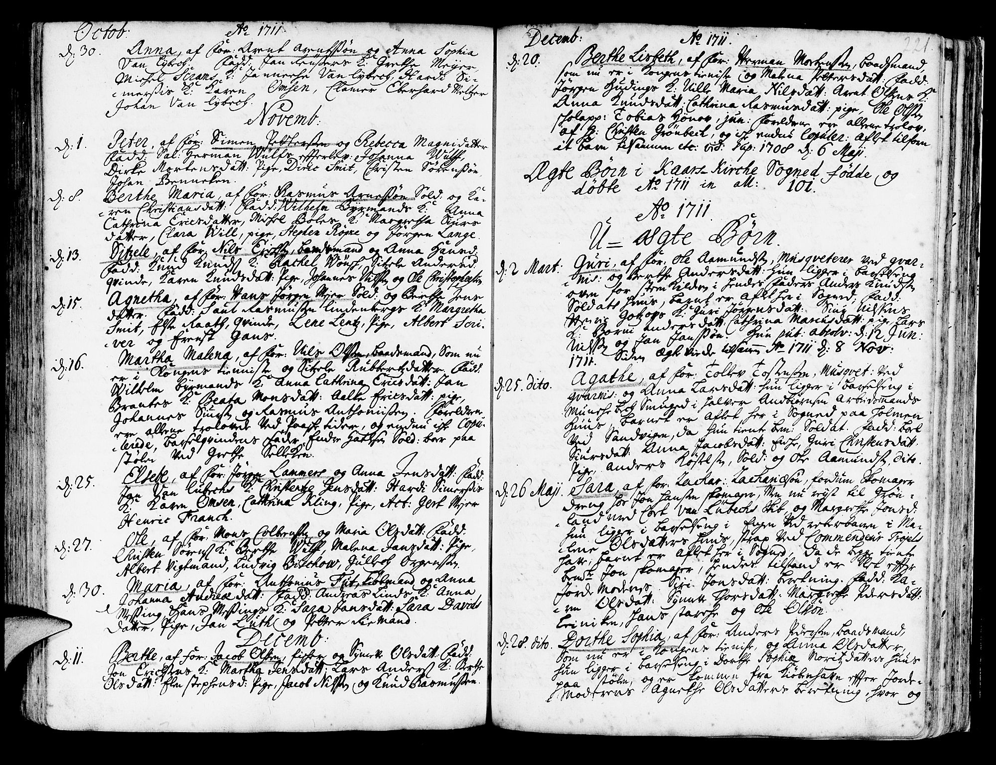 Korskirken sokneprestembete, SAB/A-76101/H/Haa/L0003: Parish register (official) no. A 3, 1698-1719, p. 221