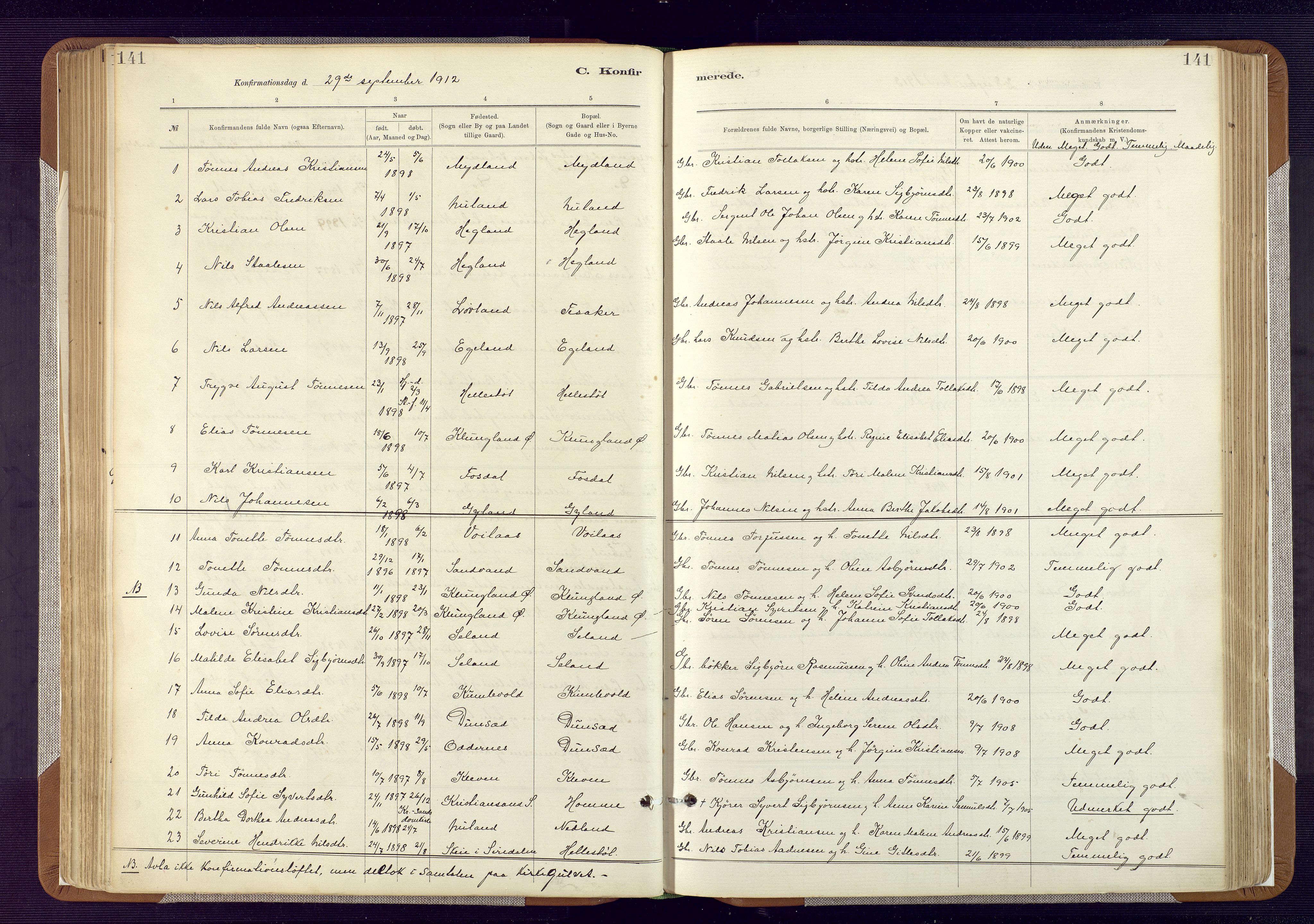 Bakke sokneprestkontor, SAK/1111-0002/F/Fa/Fab/L0003: Parish register (official) no. A 3, 1884-1921, p. 141