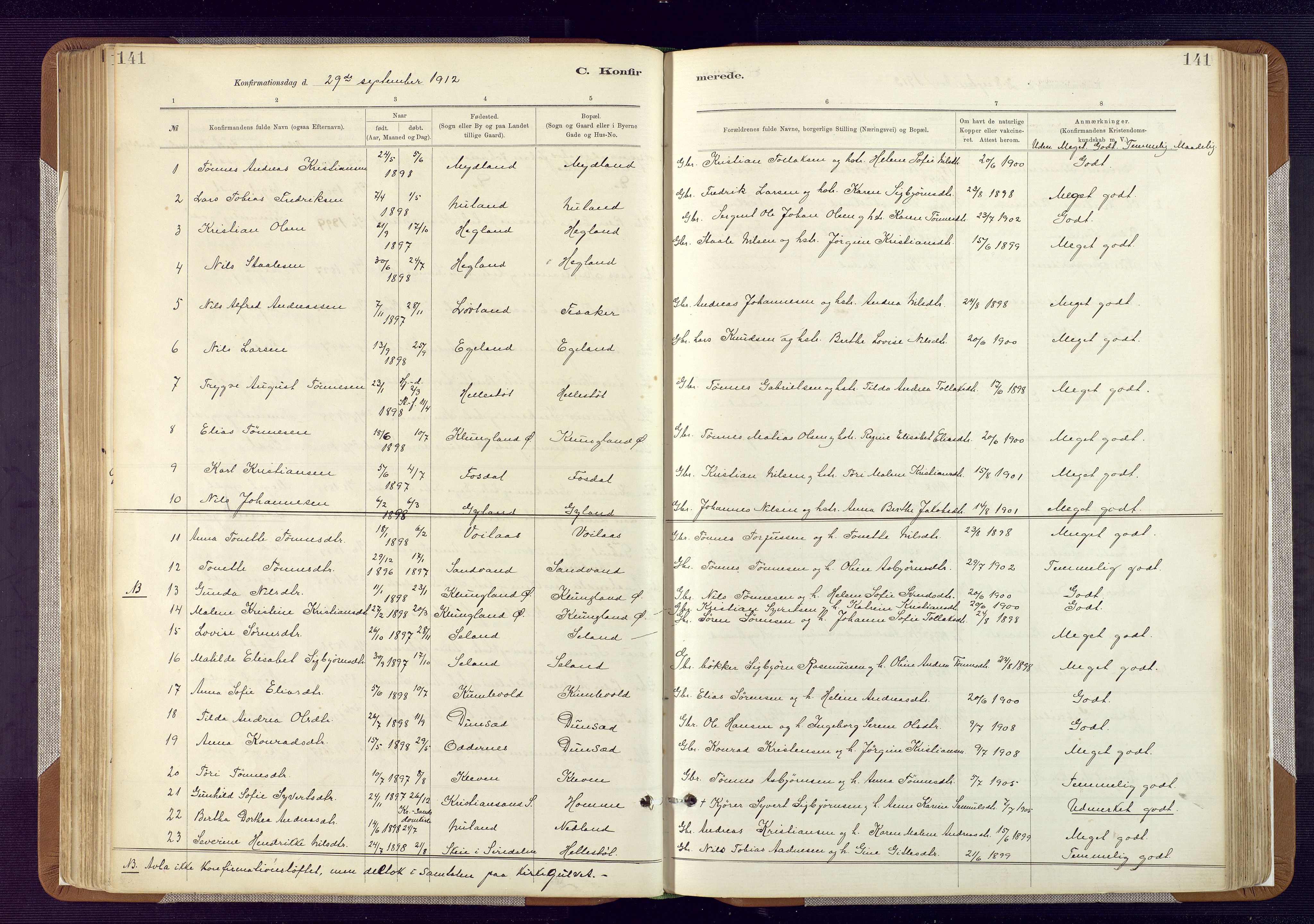 Bakke sokneprestkontor, AV/SAK-1111-0002/F/Fa/Fab/L0003: Parish register (official) no. A 3, 1884-1921, p. 141