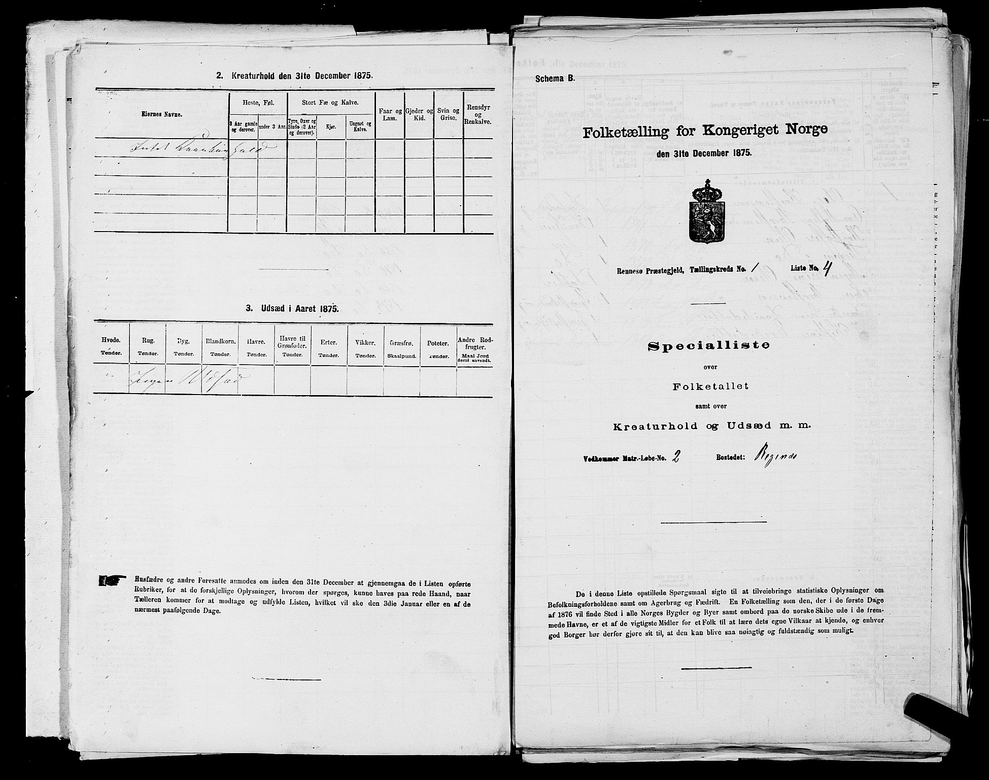 SAST, 1875 census for 1142P Rennesøy, 1875, p. 43