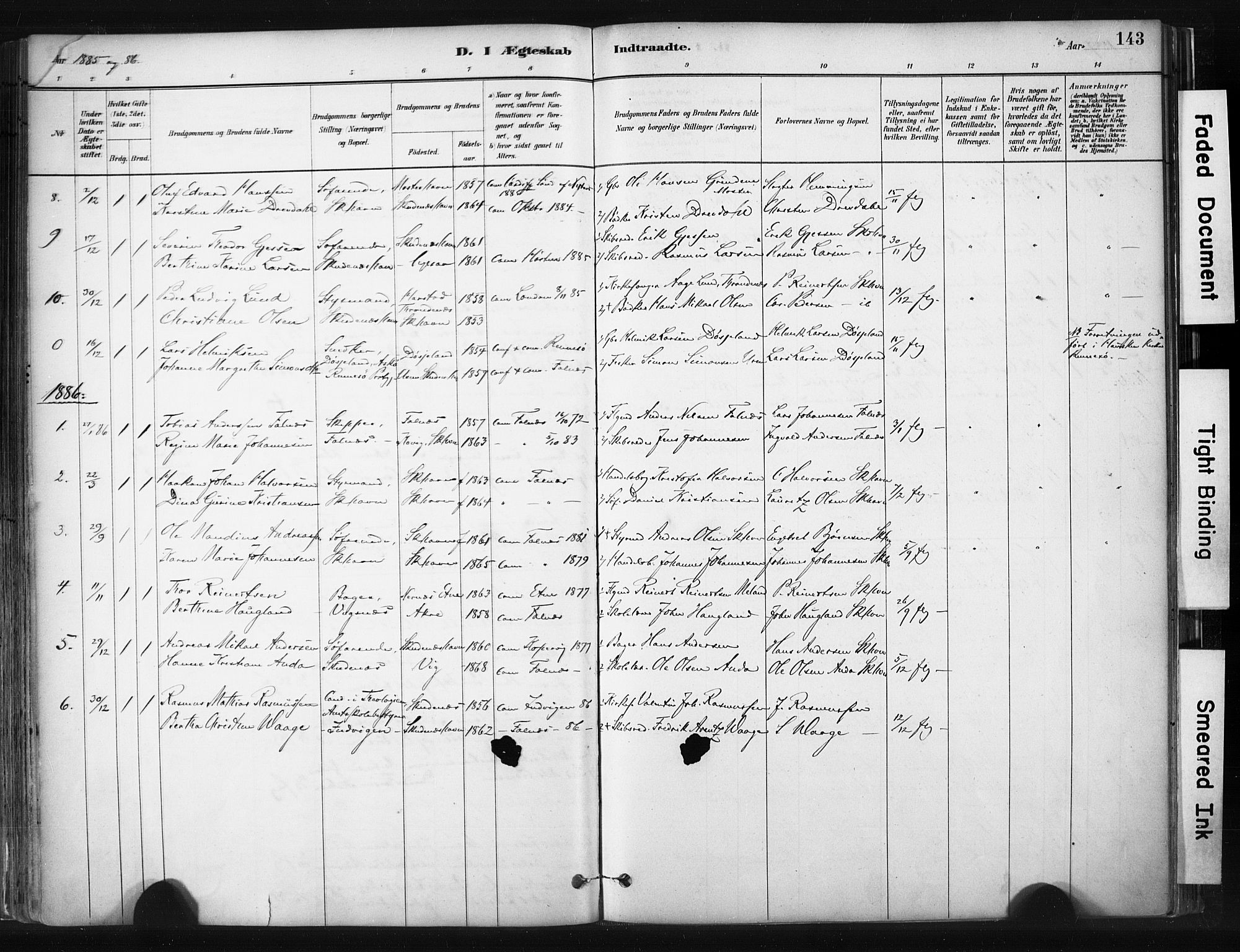 Skudenes sokneprestkontor, AV/SAST-A -101849/H/Ha/Haa/L0008: Parish register (official) no. A 5, 1882-1912, p. 143