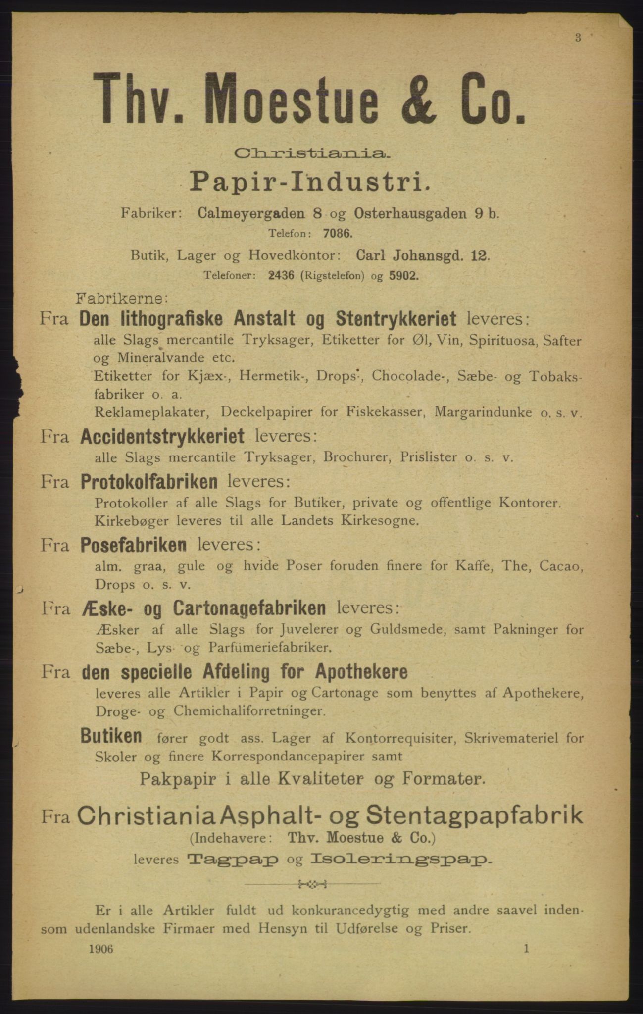 Kristiania/Oslo adressebok, PUBL/-, 1906, p. 3