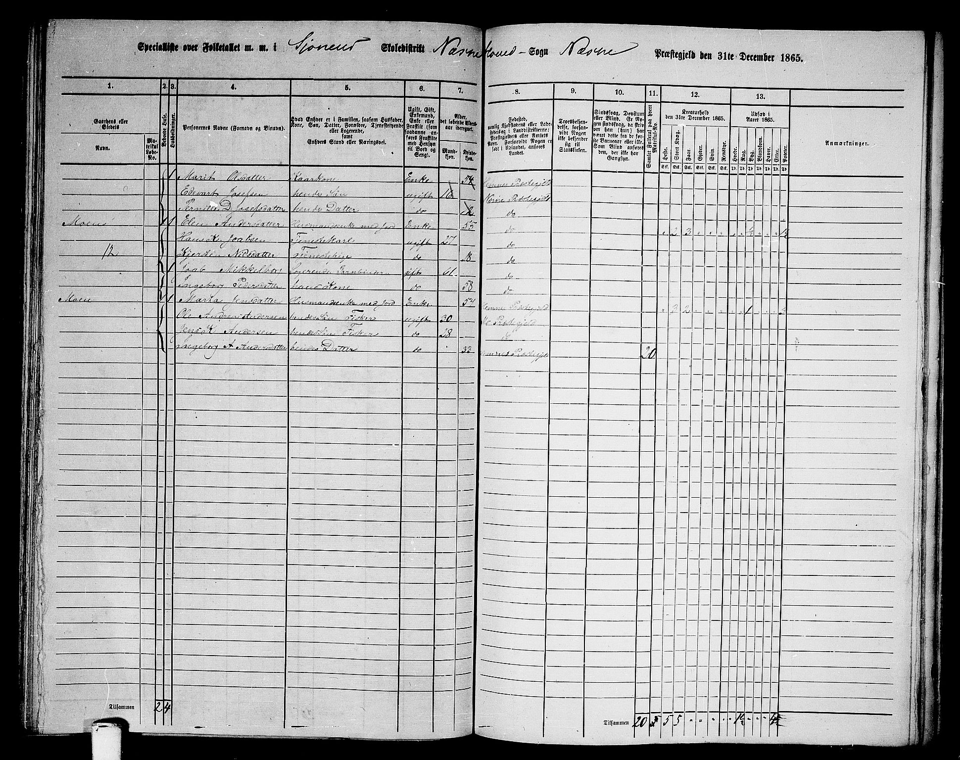 RA, 1865 census for Nesna, 1865, p. 114