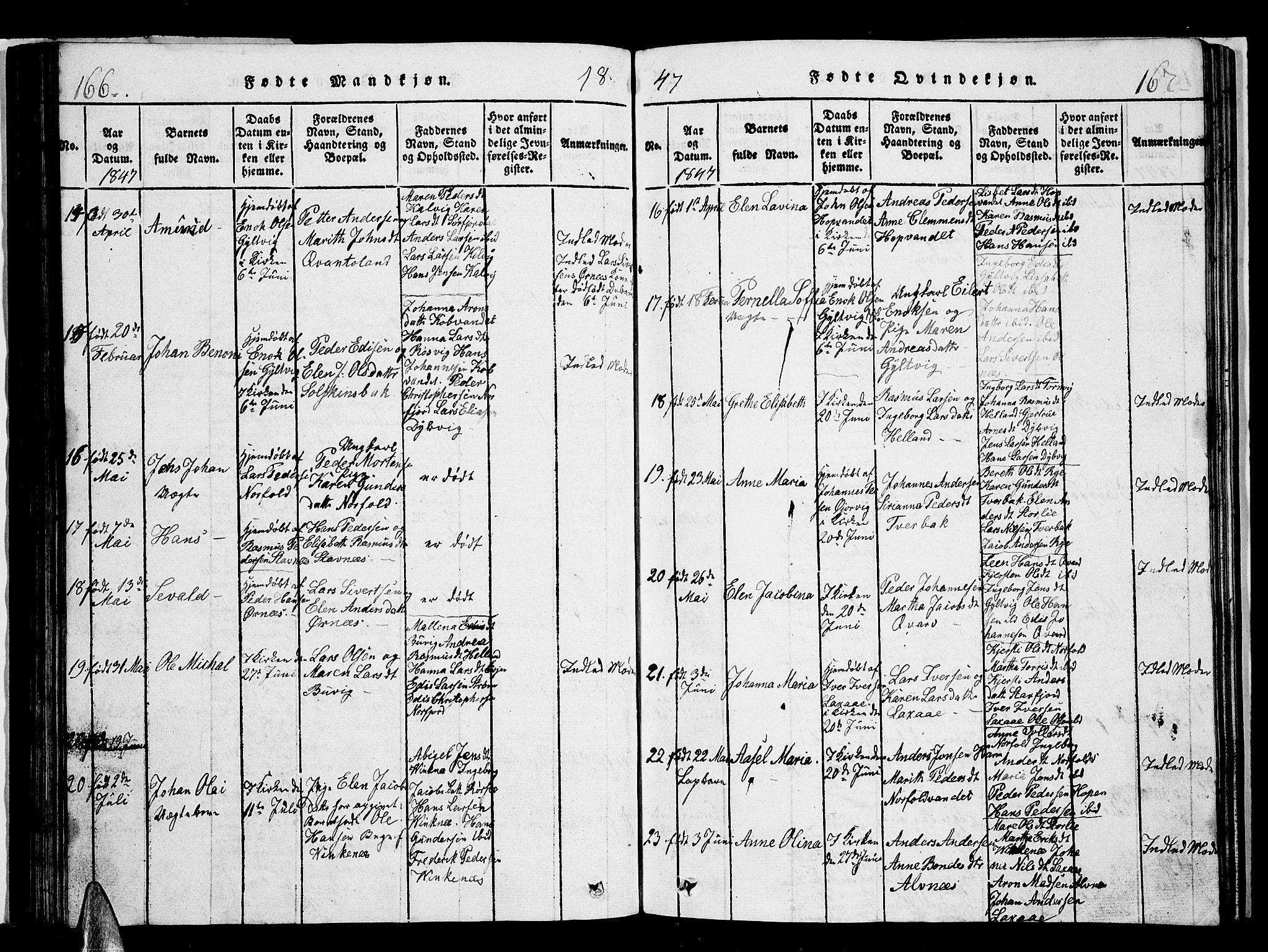 Ministerialprotokoller, klokkerbøker og fødselsregistre - Nordland, AV/SAT-A-1459/853/L0773: Parish register (copy) no. 853C01, 1821-1859, p. 166-167