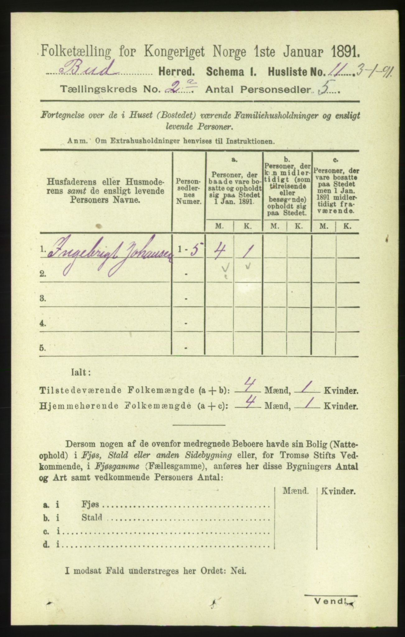 RA, 1891 census for 1549 Bud, 1891, p. 660