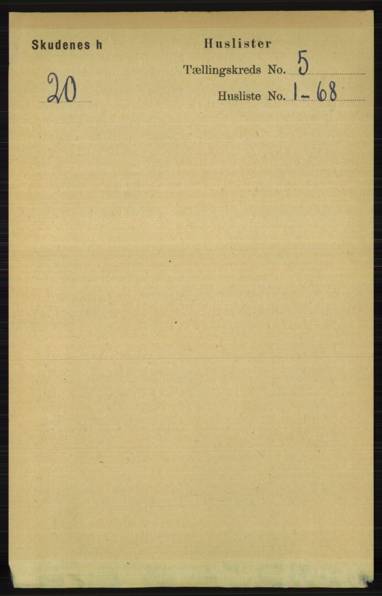 RA, 1891 census for 1150 Skudenes, 1891, p. 2454