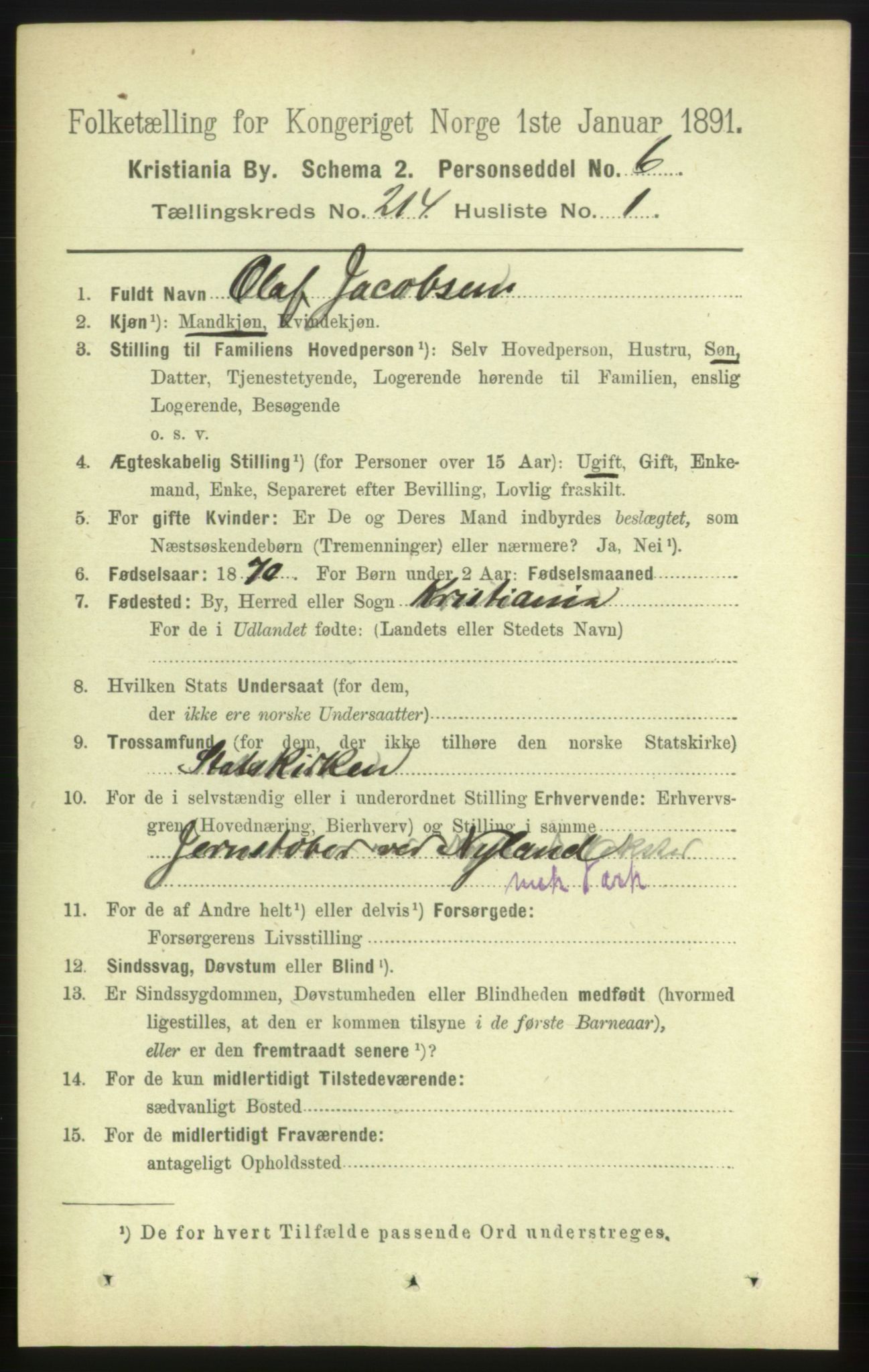 RA, 1891 census for 0301 Kristiania, 1891, p. 127278