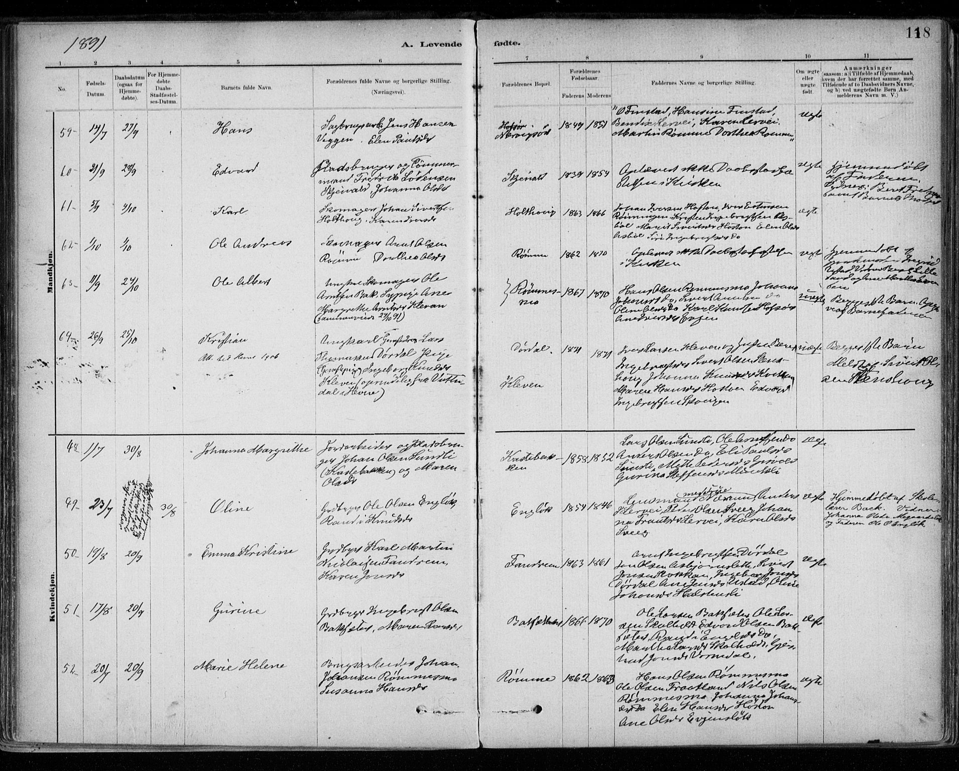 Ministerialprotokoller, klokkerbøker og fødselsregistre - Sør-Trøndelag, SAT/A-1456/668/L0809: Parish register (official) no. 668A09, 1881-1895, p. 118