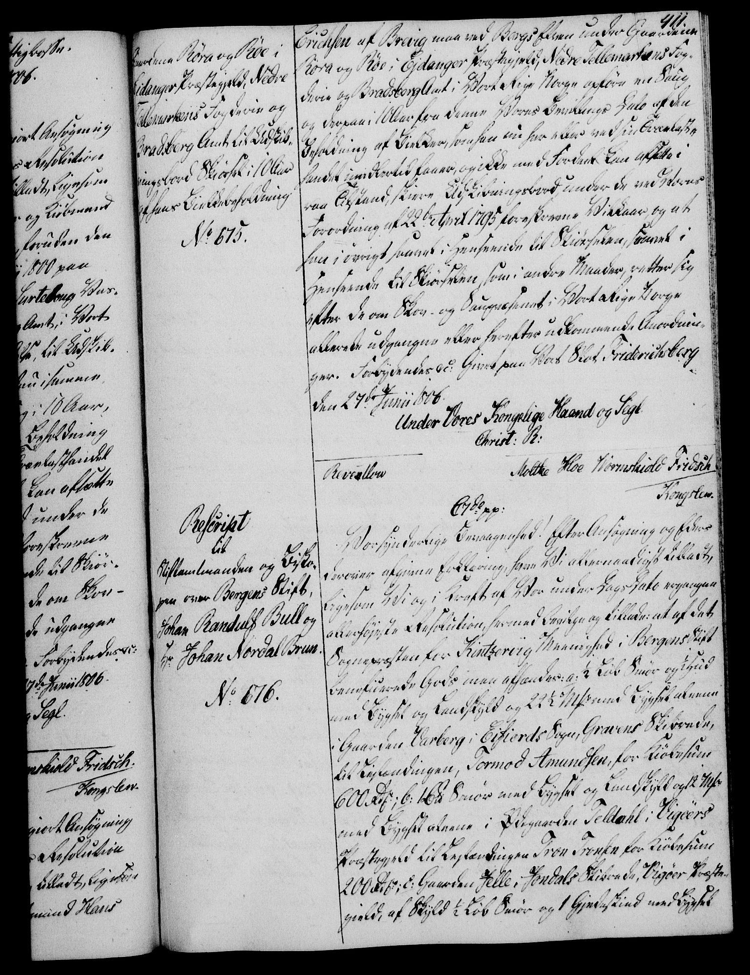 Rentekammeret, Kammerkanselliet, RA/EA-3111/G/Gg/Gga/L0018: Norsk ekspedisjonsprotokoll med register (merket RK 53.18), 1804-1806, p. 411