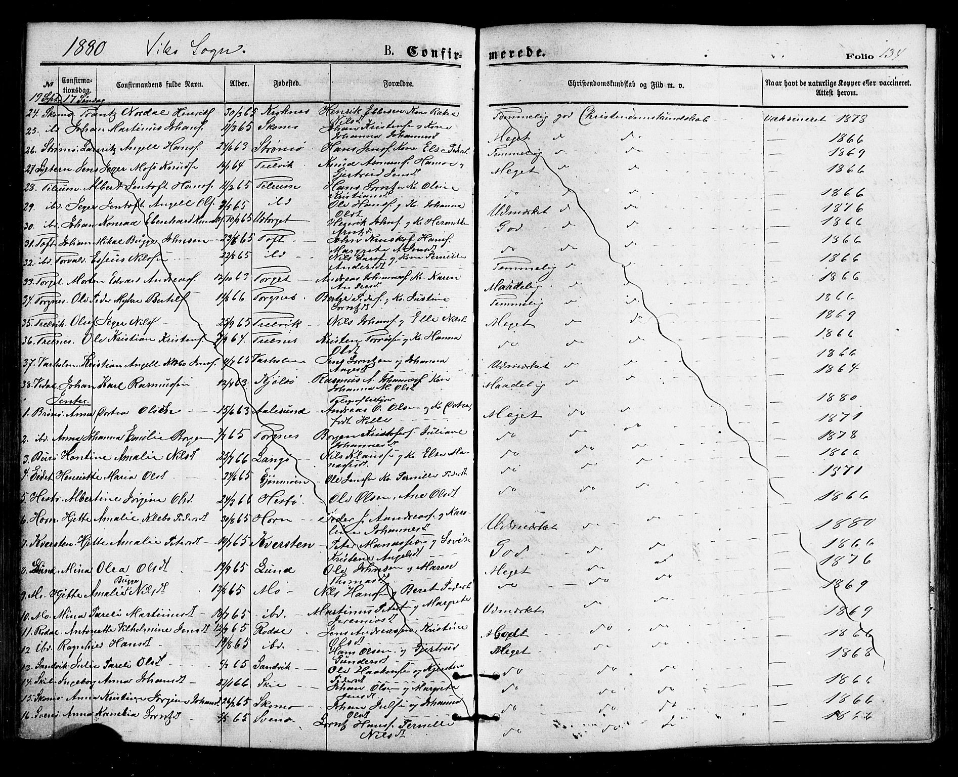 Ministerialprotokoller, klokkerbøker og fødselsregistre - Nordland, AV/SAT-A-1459/812/L0177: Parish register (official) no. 812A06, 1875-1885, p. 134