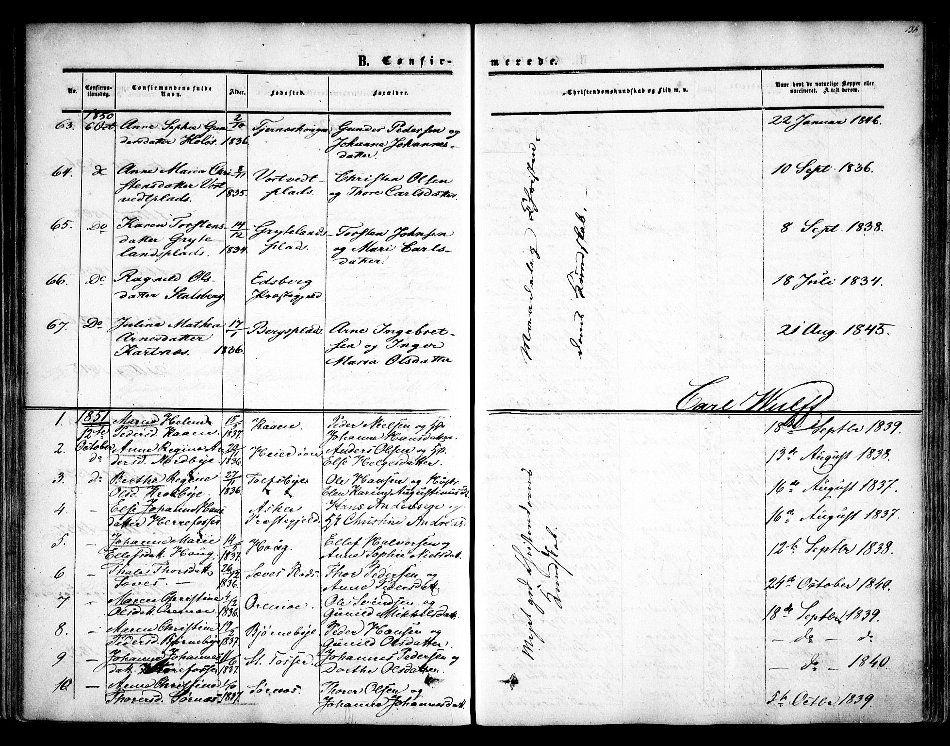 Rakkestad prestekontor Kirkebøker, AV/SAO-A-2008/F/Fa/L0009: Parish register (official) no. I 9, 1850-1856, p. 136