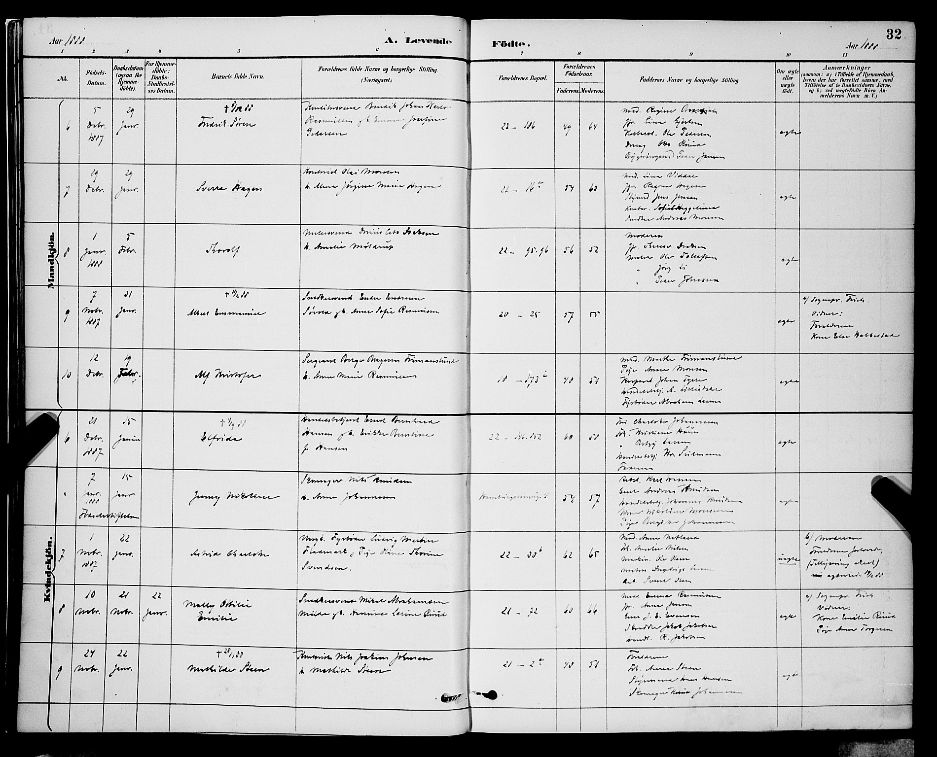 Korskirken sokneprestembete, AV/SAB-A-76101/H/Hab: Parish register (copy) no. B 9, 1887-1896, p. 32