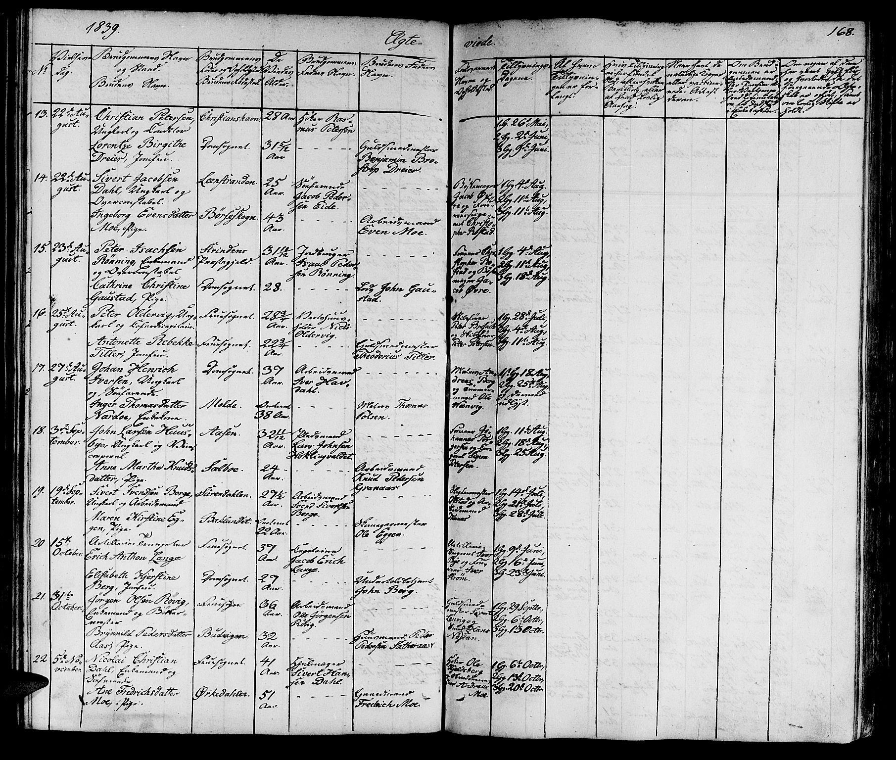 Ministerialprotokoller, klokkerbøker og fødselsregistre - Sør-Trøndelag, AV/SAT-A-1456/602/L0136: Parish register (copy) no. 602C04, 1833-1845, p. 168