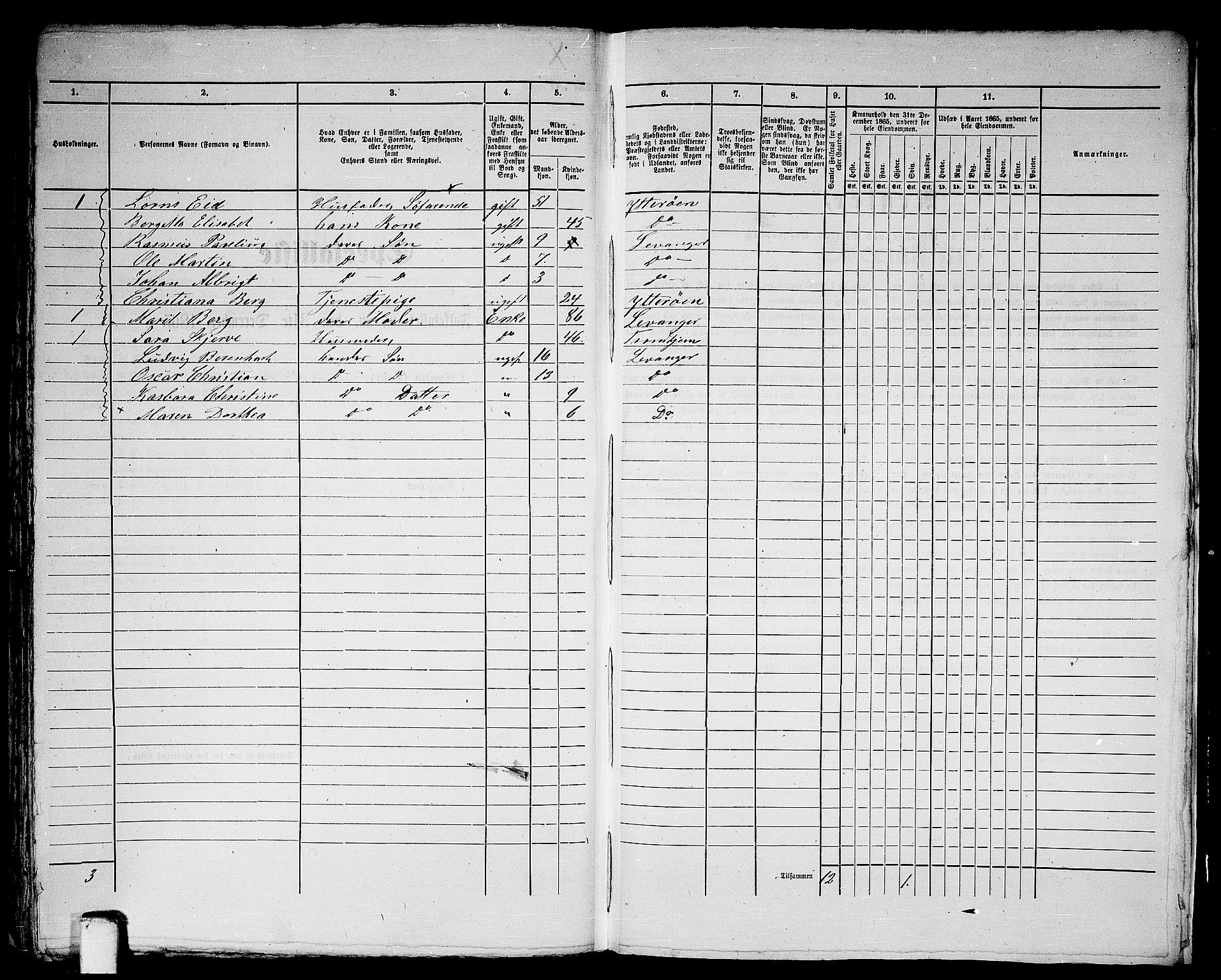 RA, 1865 census for Levanger/Levanger, 1865, p. 208