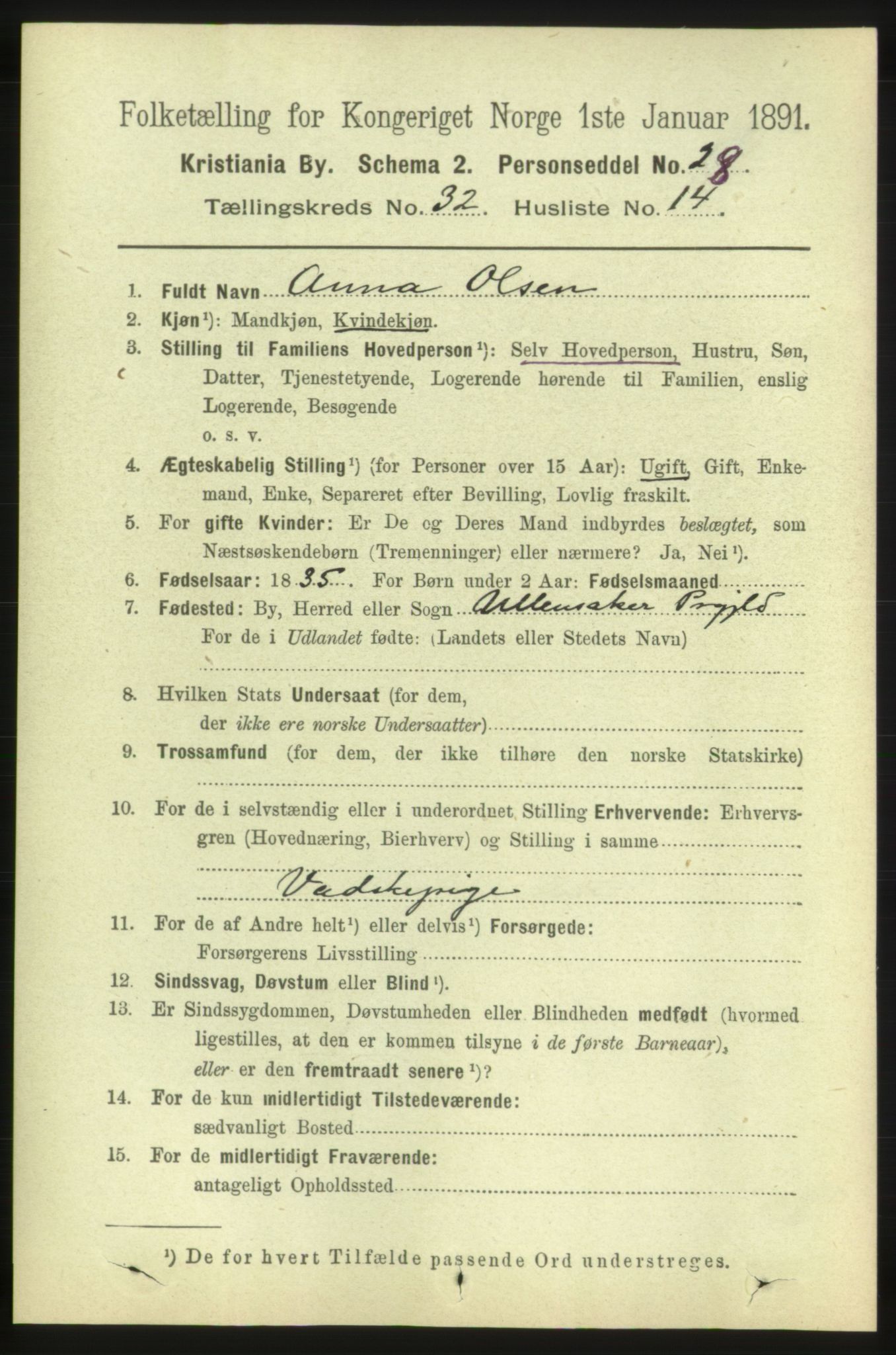 RA, 1891 census for 0301 Kristiania, 1891, p. 17234