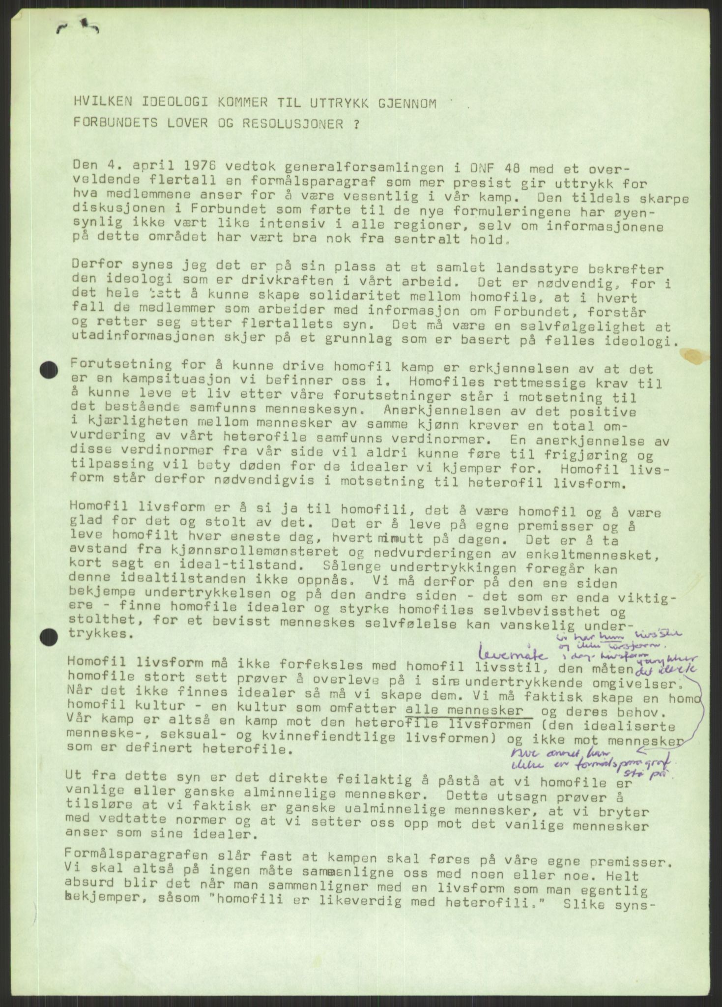 Det Norske Forbundet av 1948/Landsforeningen for Lesbisk og Homofil Frigjøring, AV/RA-PA-1216/D/Dd/L0001: Diskriminering, 1973-1991, p. 995