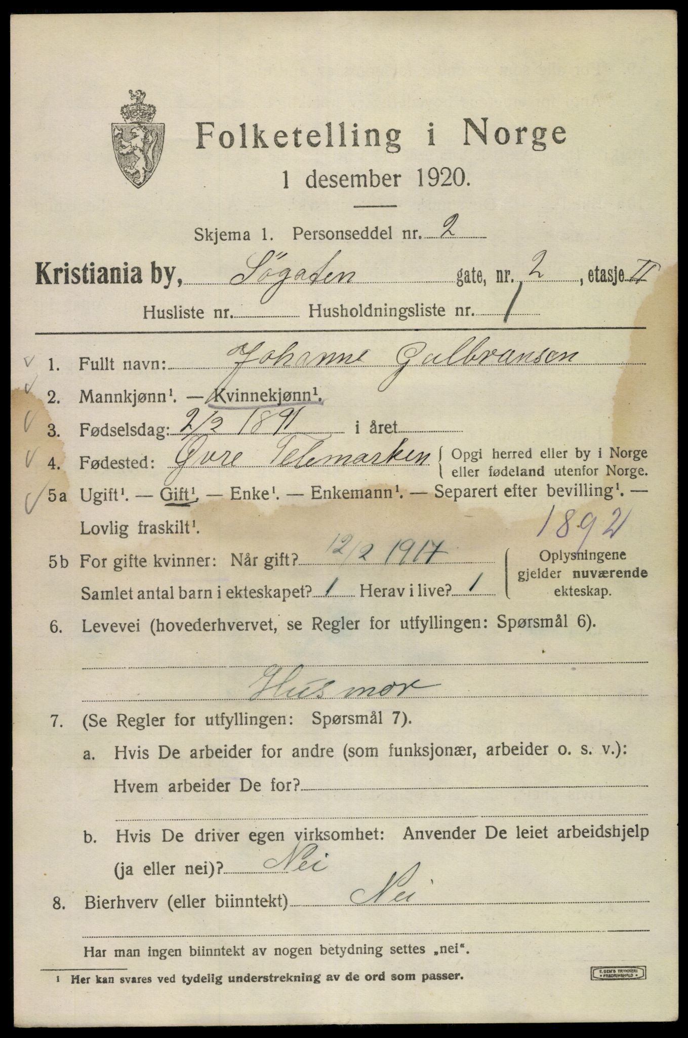 SAO, 1920 census for Kristiania, 1920, p. 560855