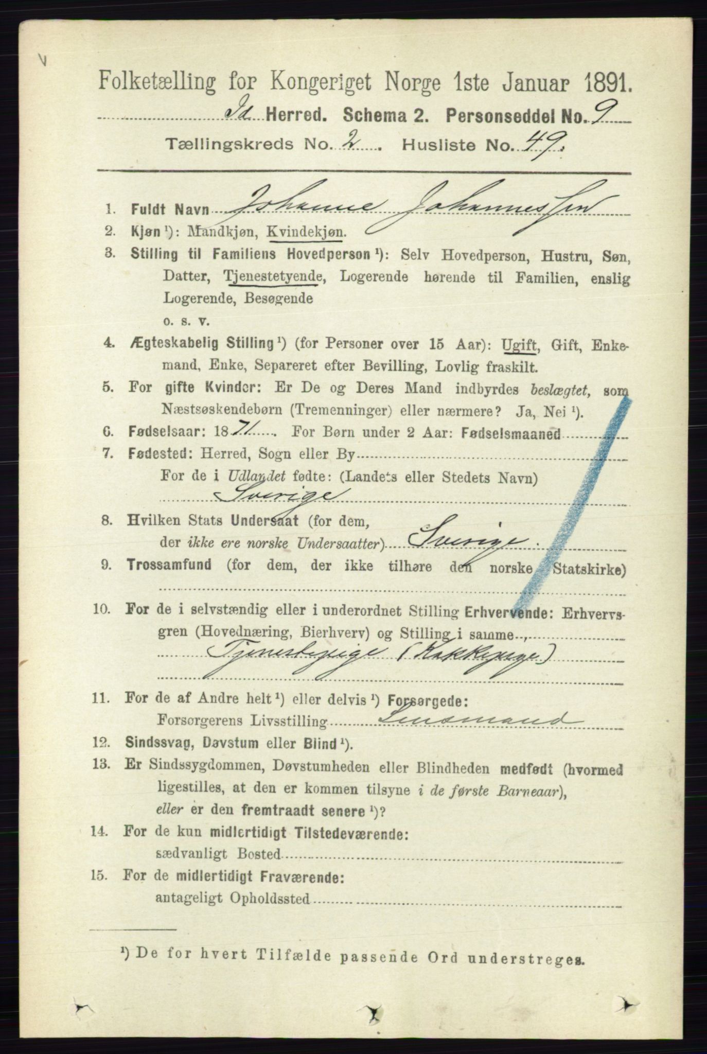 RA, 1891 census for 0117 Idd, 1891, p. 1523