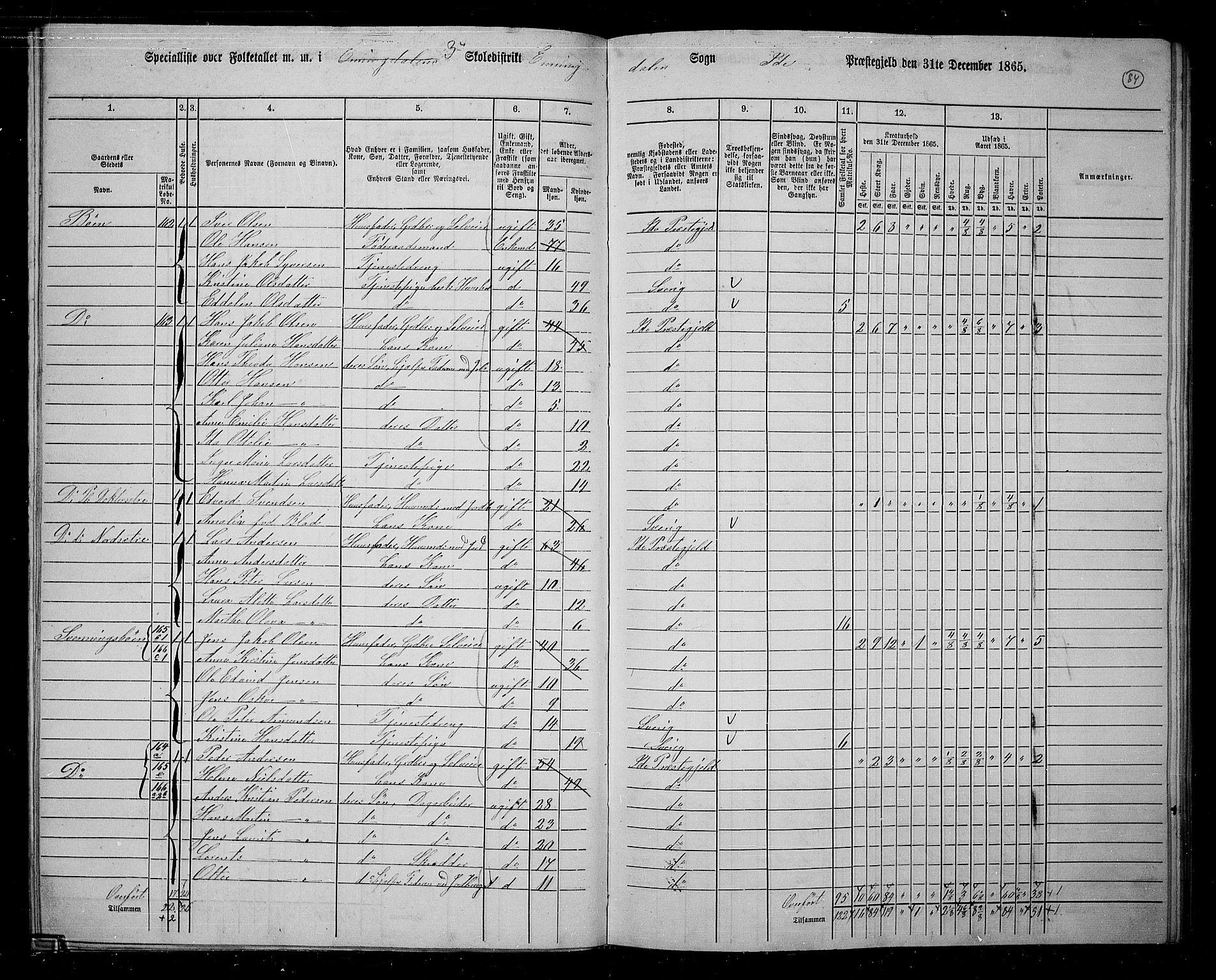 RA, 1865 census for Idd, 1865, p. 73