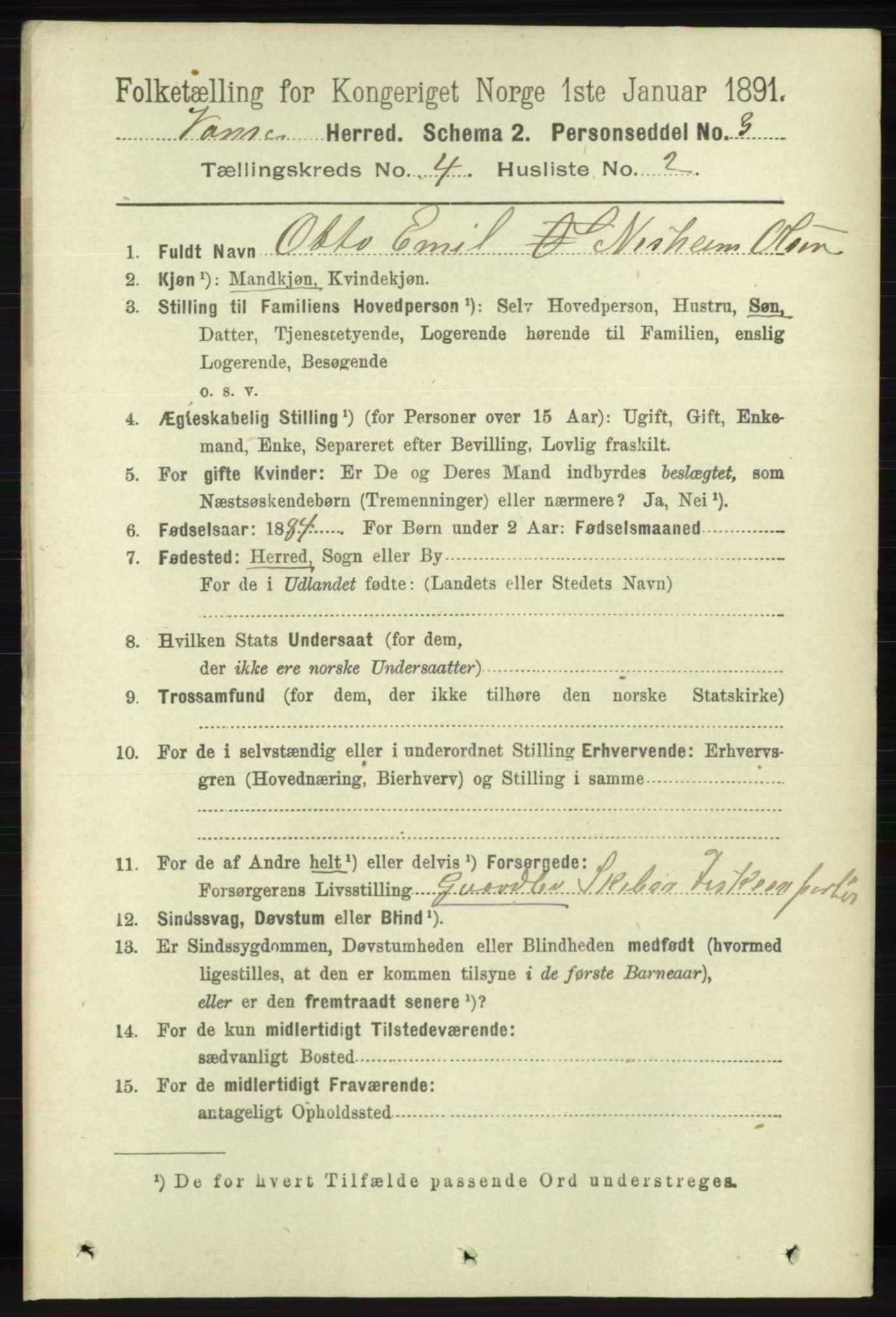 RA, 1891 census for 1041 Vanse, 1891, p. 2149