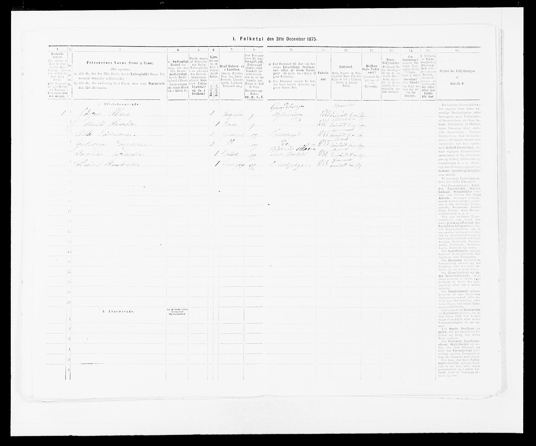 SAB, 1875 census for 1411P Eivindvik, 1875, p. 910