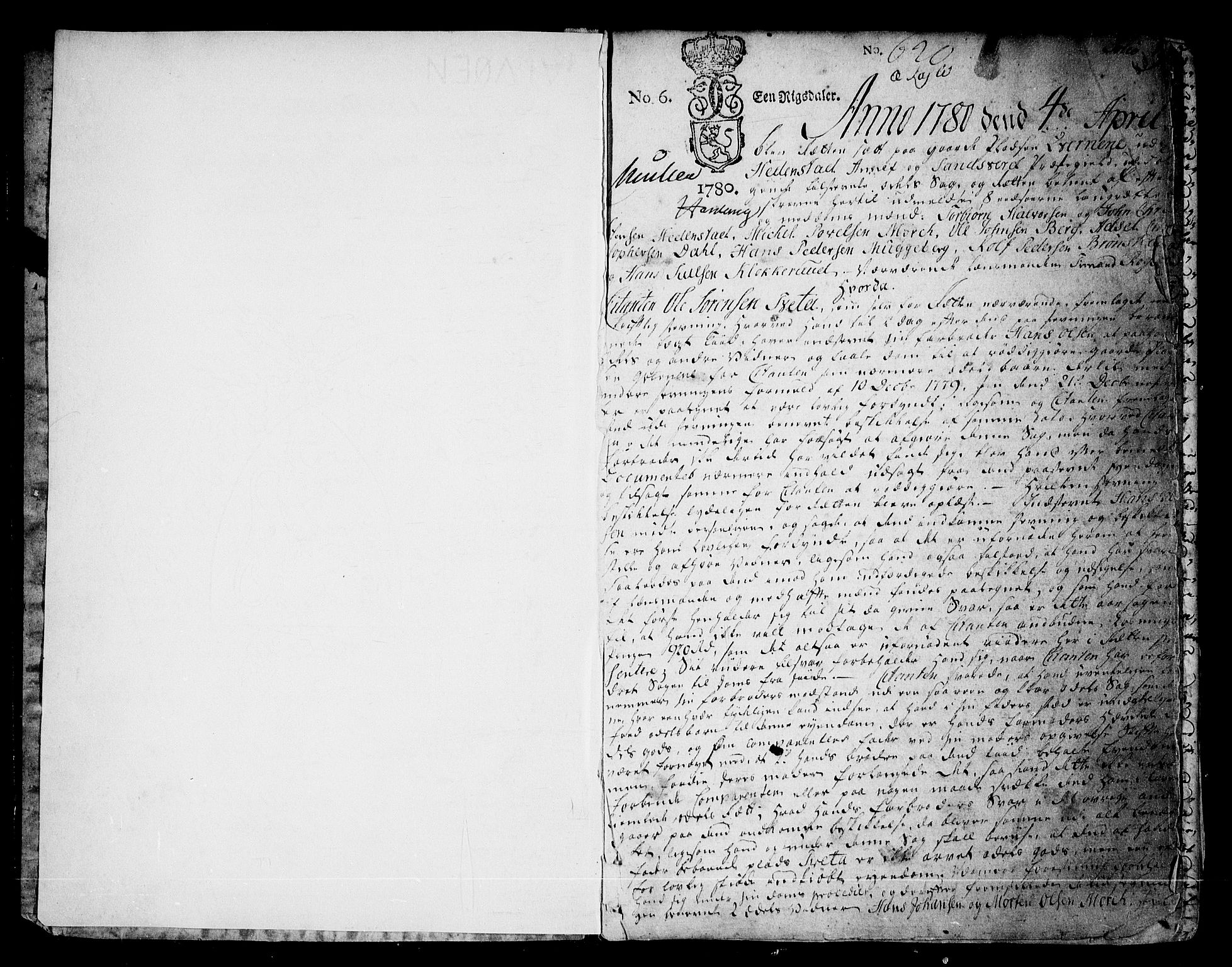 Numedal og Sandsvær sorenskriveri, SAKO/A-128/F/Fa/Faa/L0097: Tingbøker, 1780-1791, p. 1