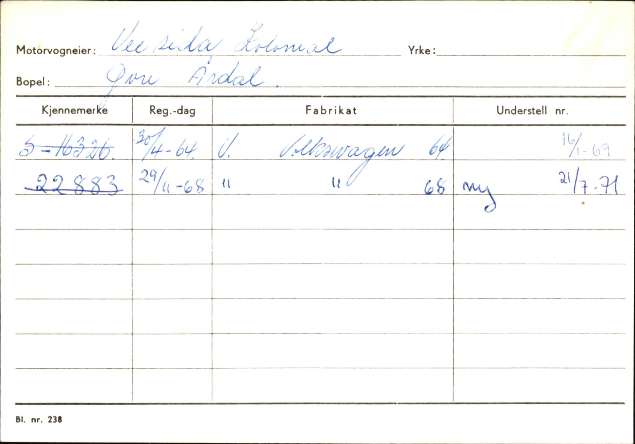 Statens vegvesen, Sogn og Fjordane vegkontor, AV/SAB-A-5301/4/F/L0146: Registerkort Årdal R-Å samt diverse kort, 1945-1975, p. 1152